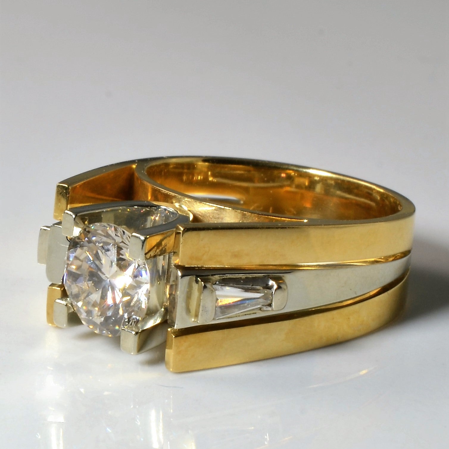 Bague de fiançailles bicolore et rehausseur | 1,47 ct | Taille 6,25 |