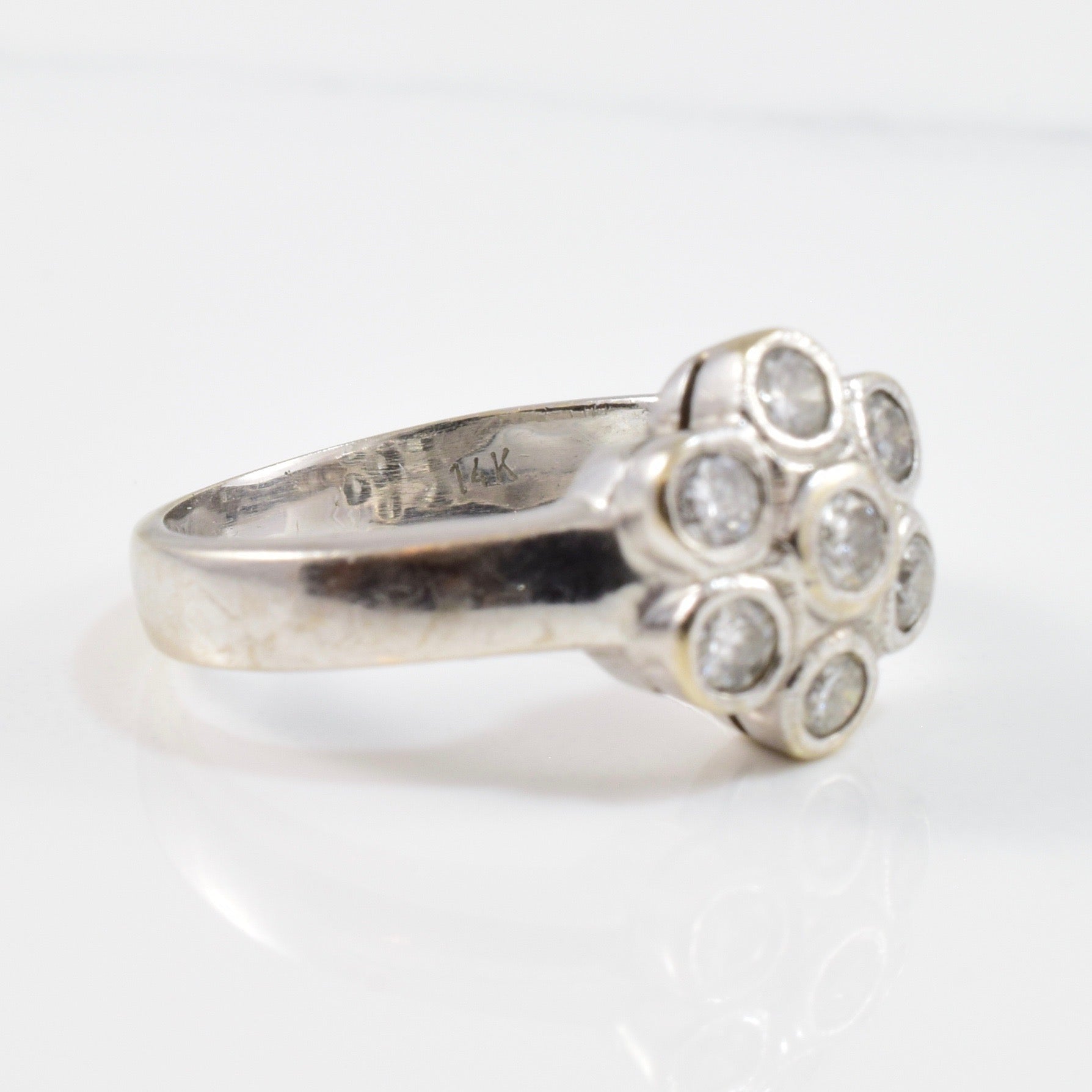 Floral Bezel Set Diamond Ring | 0.35 ctw Sz 5 |