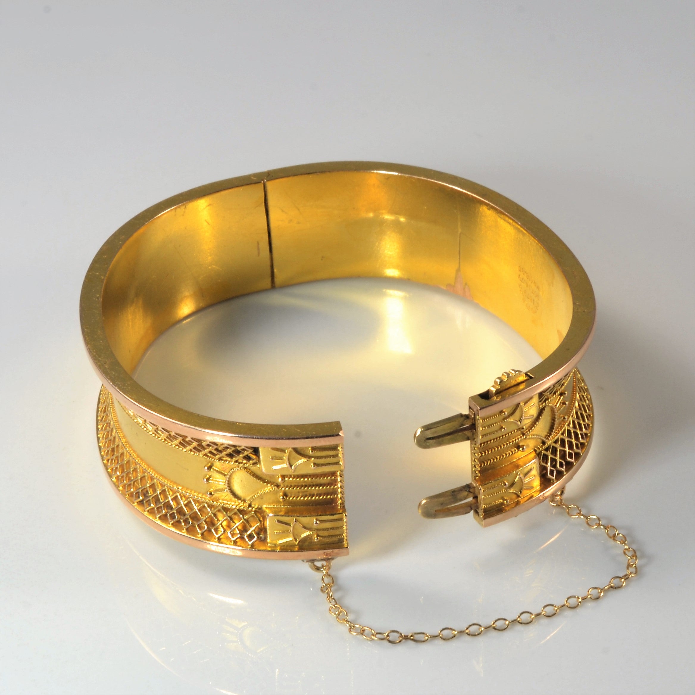 Edwardian Yellow Gold Cuff Bracelet | 7" |
