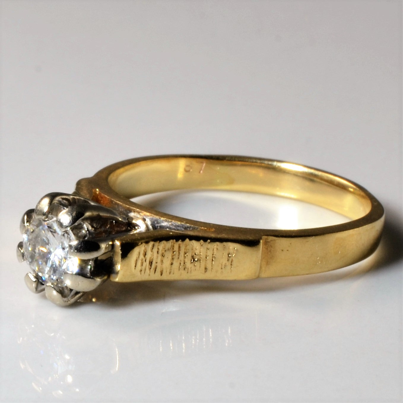 Textured High Set Solitaire Diamond Ring | 0.27ct | SZ 5 |