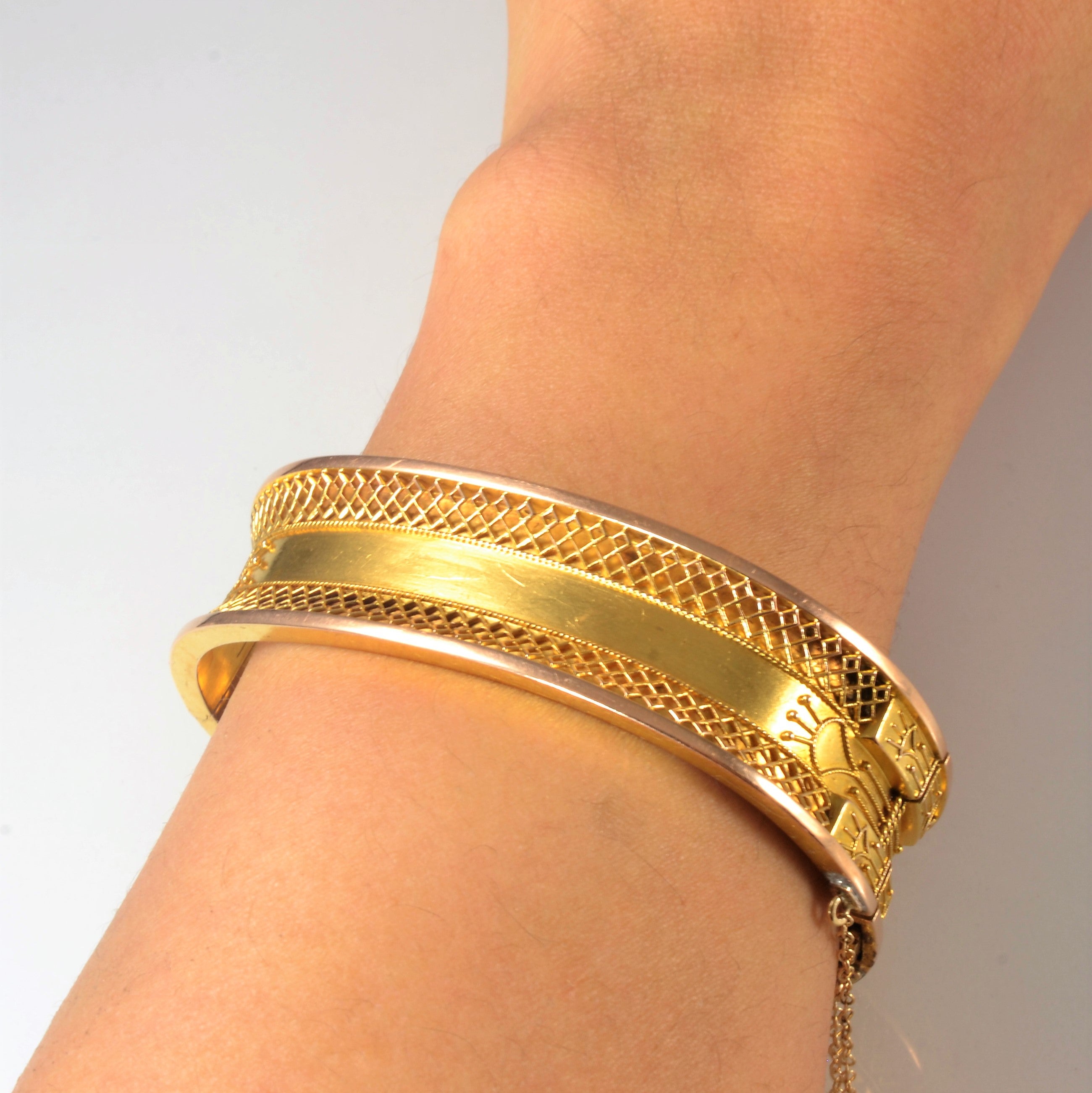 Edwardian Yellow Gold Cuff Bracelet | 7" |