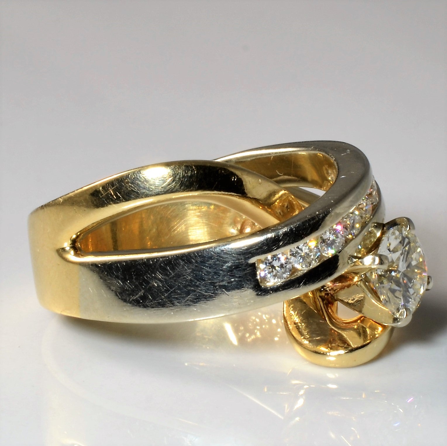 Two Tone Bypass Engagement Ring | 0.95ctw | SZ 6.5 |