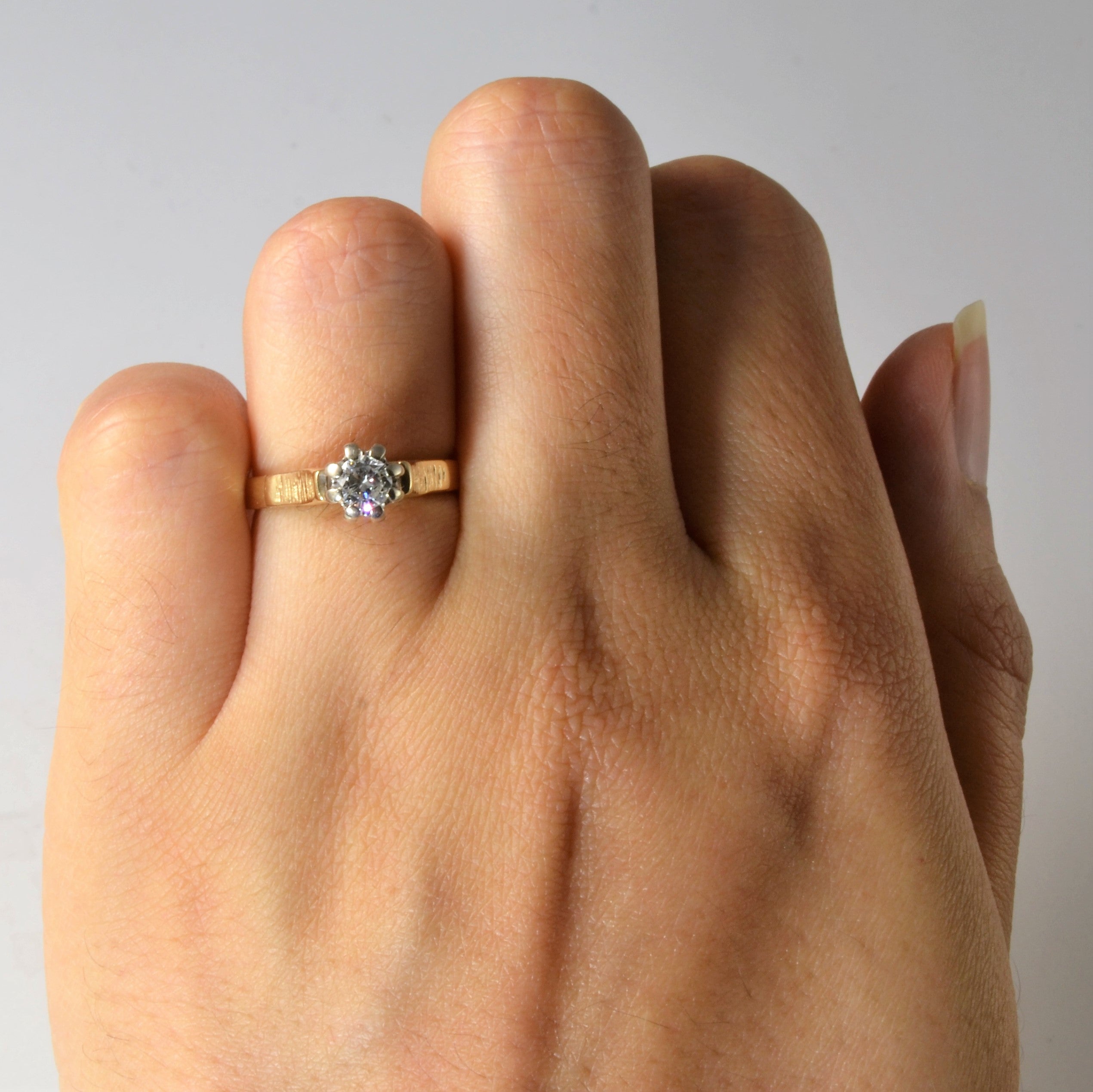 Textured High Set Solitaire Diamond Ring | 0.27ct | SZ 5 |