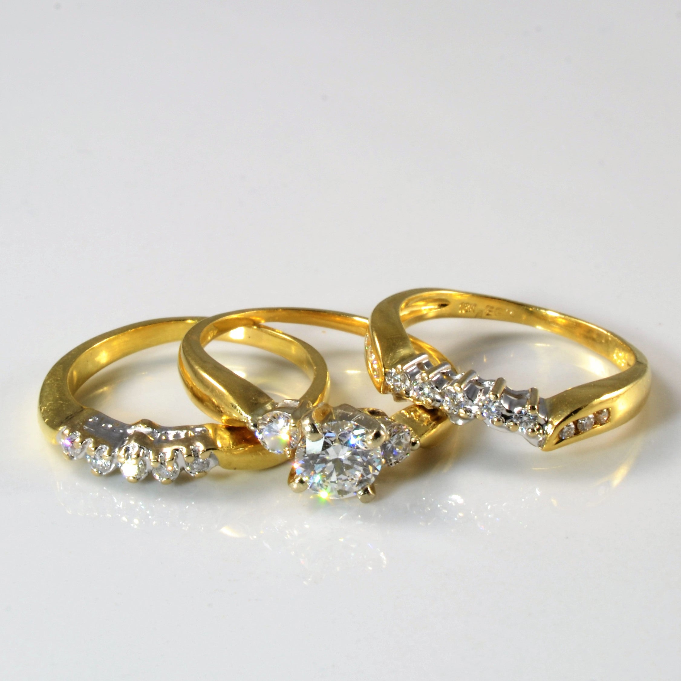 Diamond Three Ring Wedding Set | 1.04ctw | SZ 6.25 |