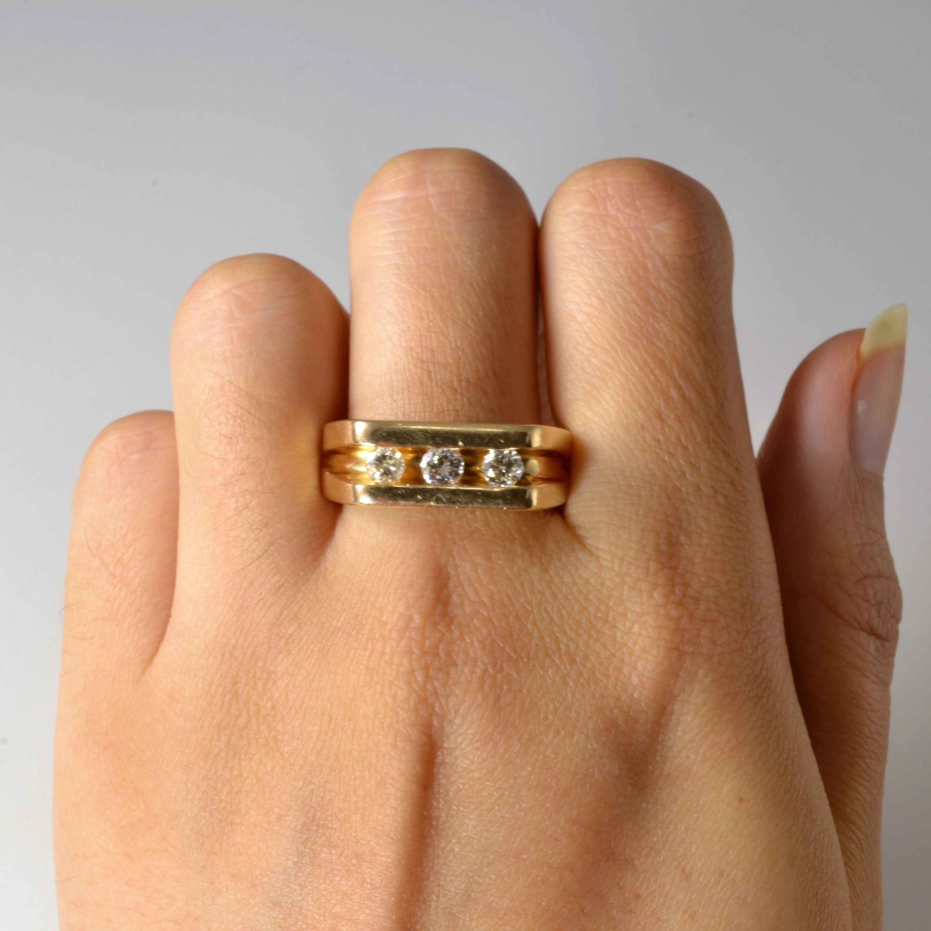Tension Set Three Stone Diamond Ring | 0.60ctw | SZ 10.75 |