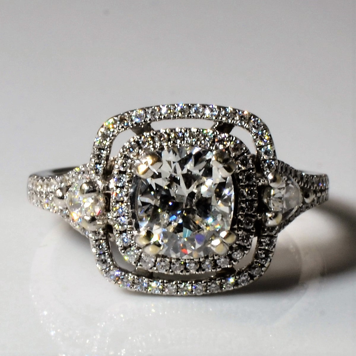 Double Halo Split Shank Engagement Ring | 1.99ctw | SZ 6.5 |