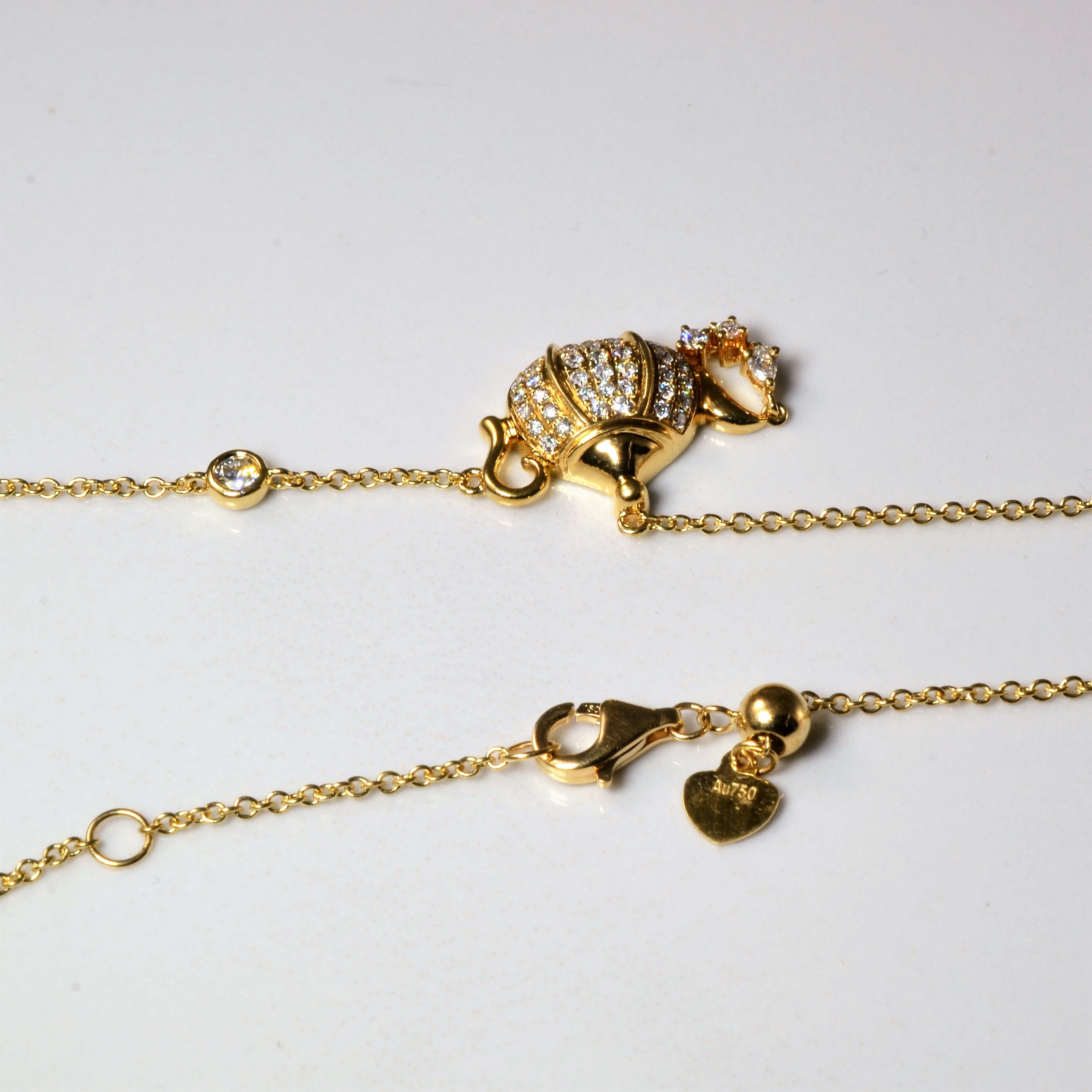 Fine Diamond Tea Pot Necklace | 0.32ctw | 17" |