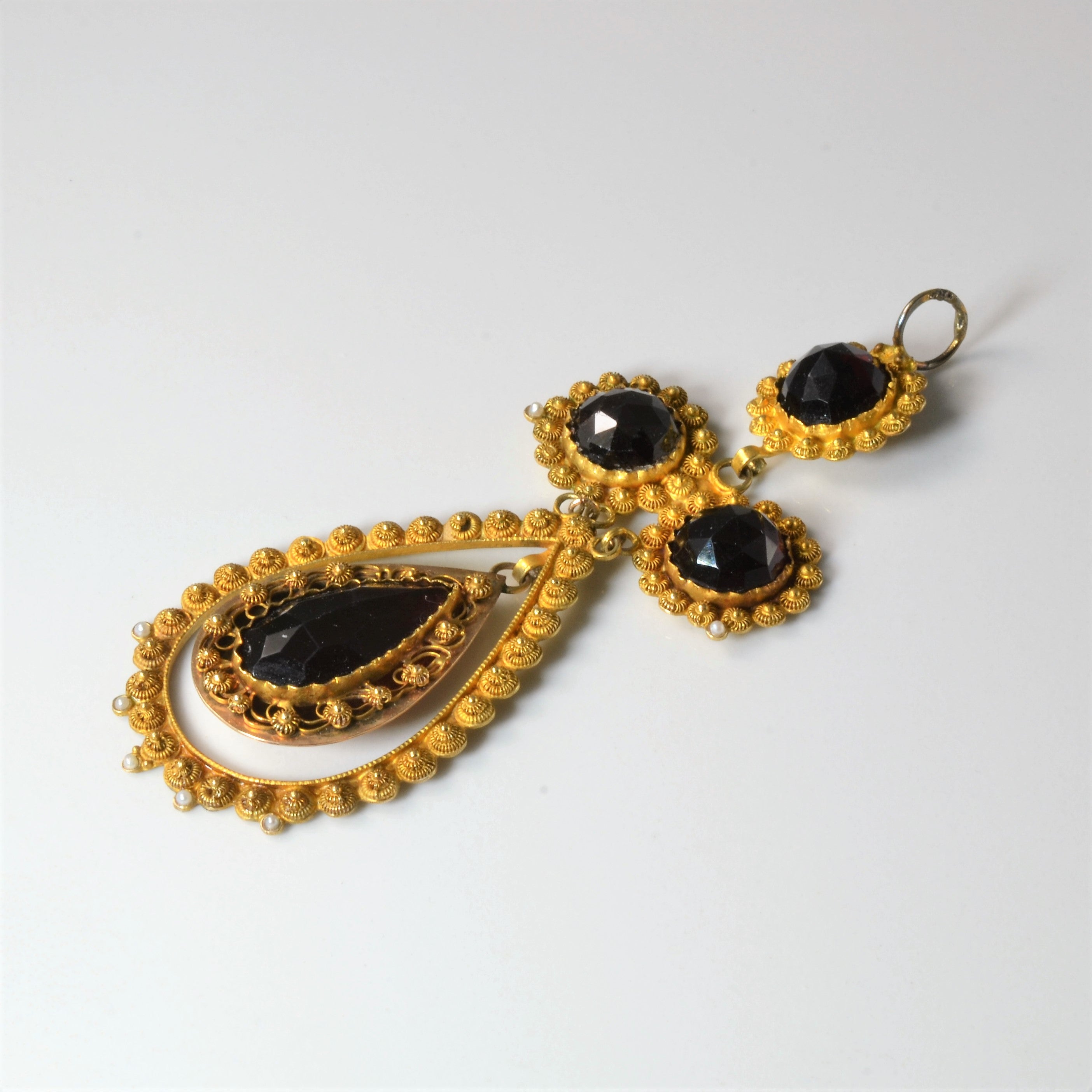 Victorian Seed Pearl & Garnet Pendant | 12.50ctw |