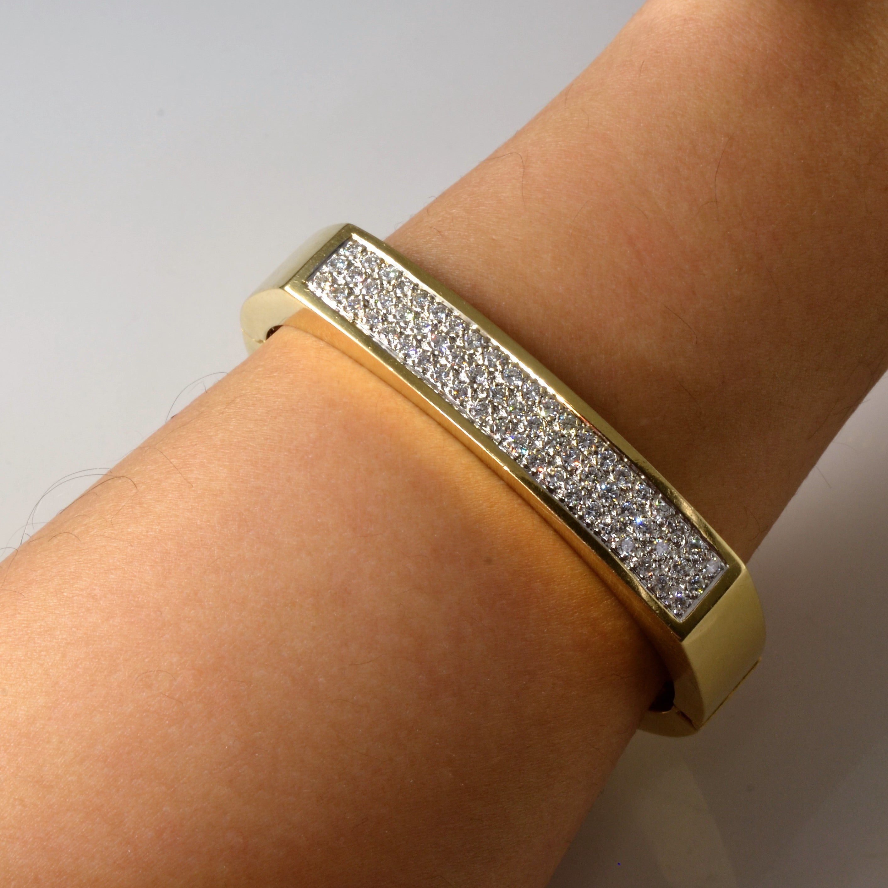 Heavy Pave Diamond Bar Bangle | 1.26ctw | 7" |