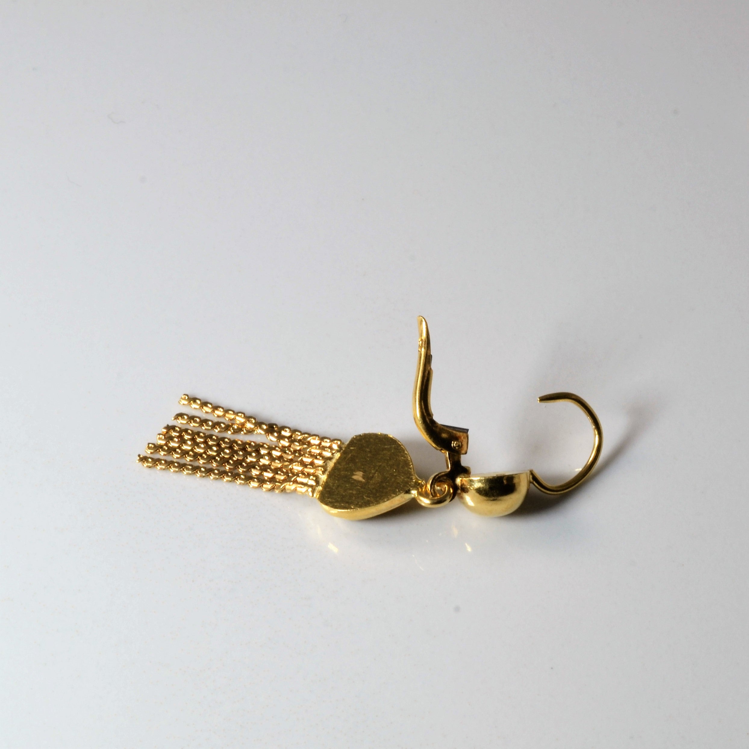 Yellow Gold Heart Tassel Earrings |