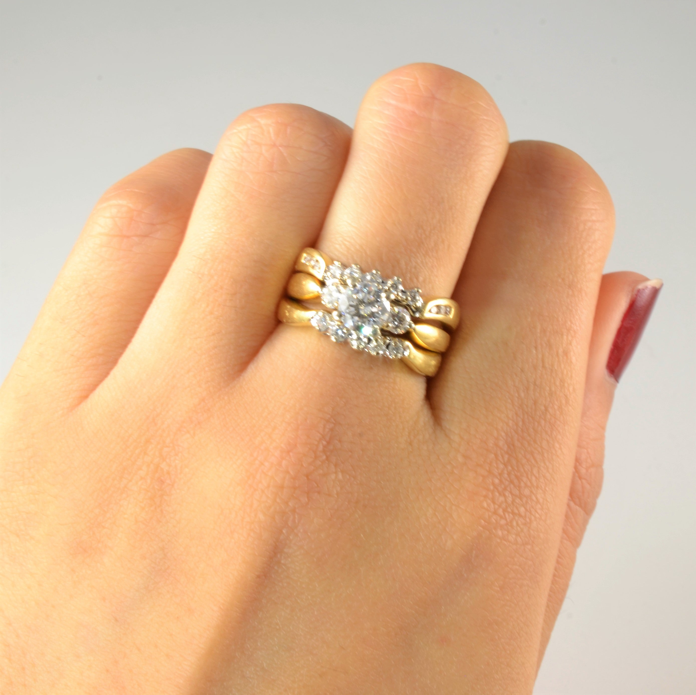 Diamond Three Ring Wedding Set | 1.04ctw | SZ 6.25 |