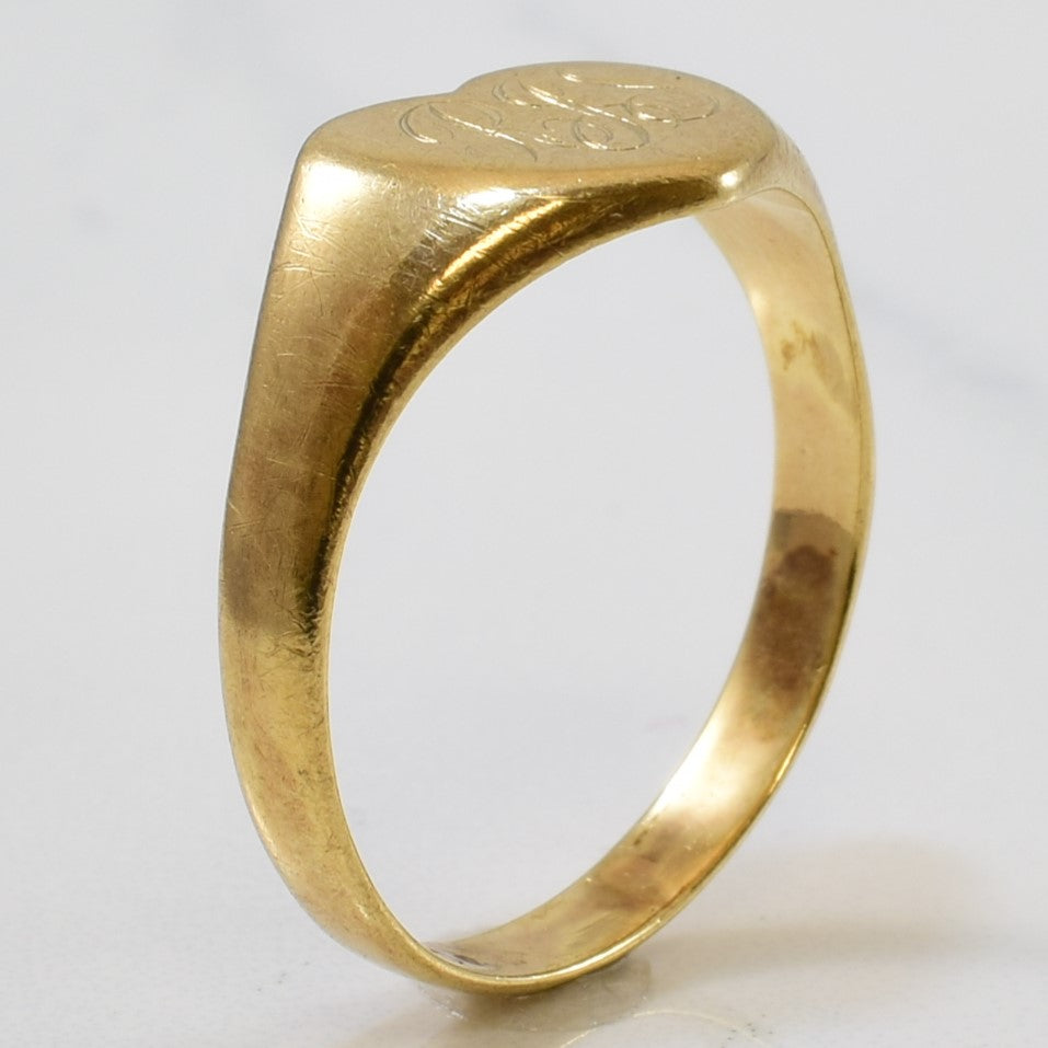 Bague chevalière en forme de cœur avec initiale « RJS » | Taille 6,75 |