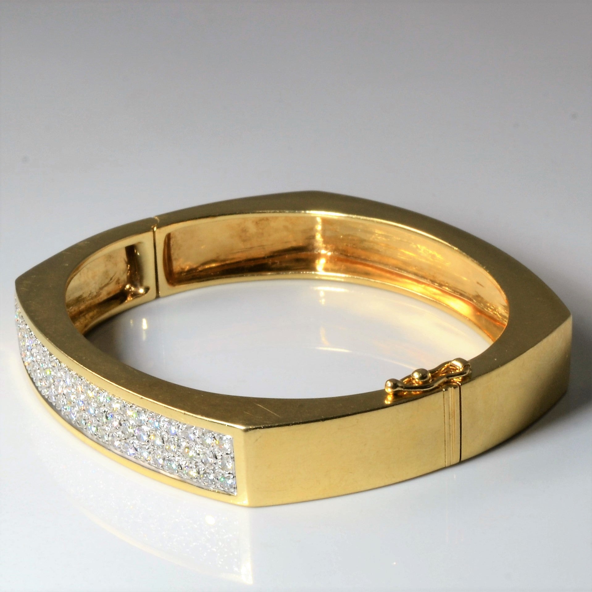 Heavy Pave Diamond Bar Bangle | 1.26ctw | 7" |