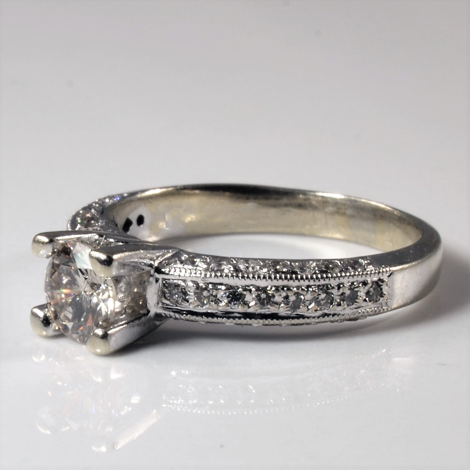 Ornate Milgrain Band Engagement Ring | 1.01ctw | SZ 7.5 |