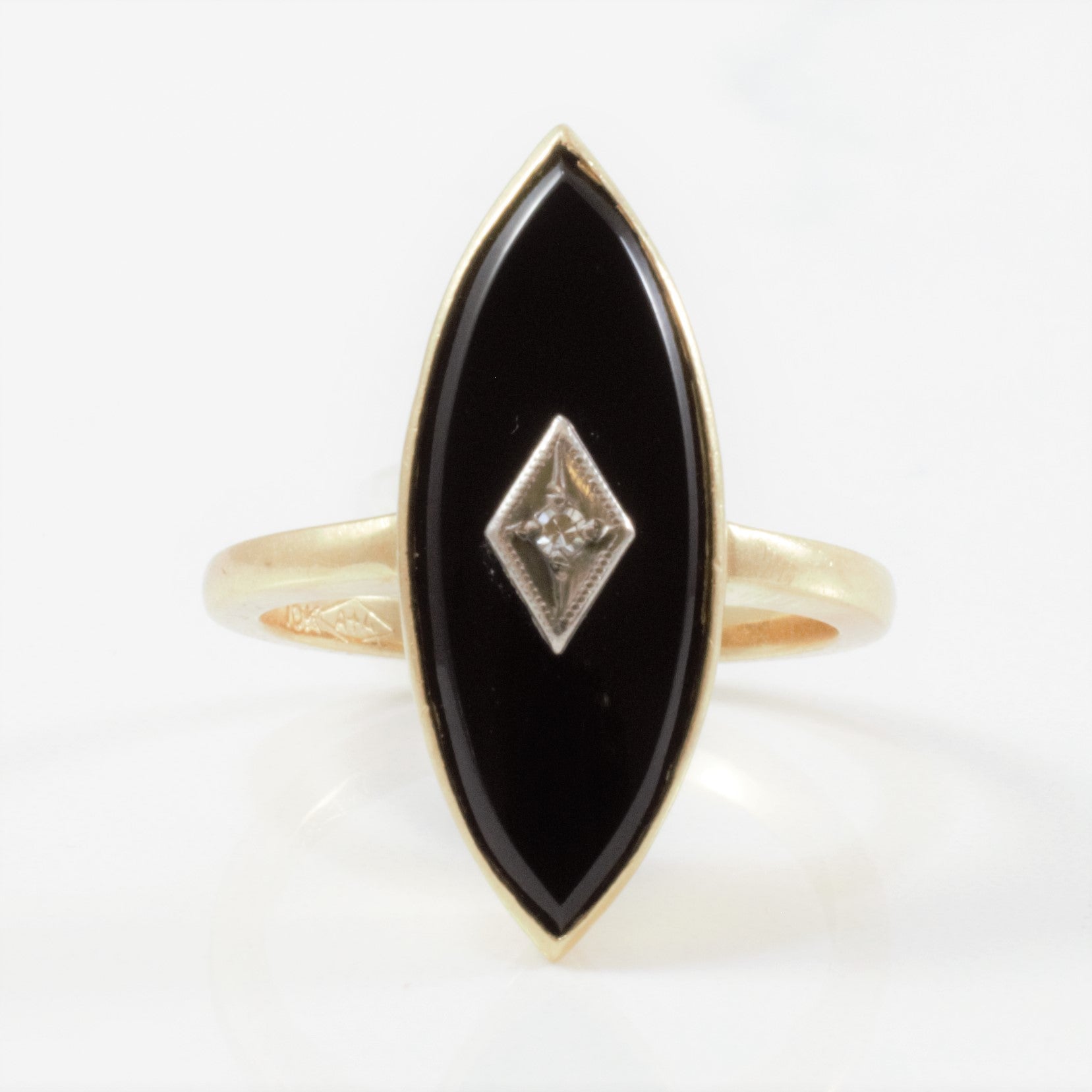 Marquise Onyx & Diamond Ring Circa 1940's | 1.00ct | SZ 5.75 |