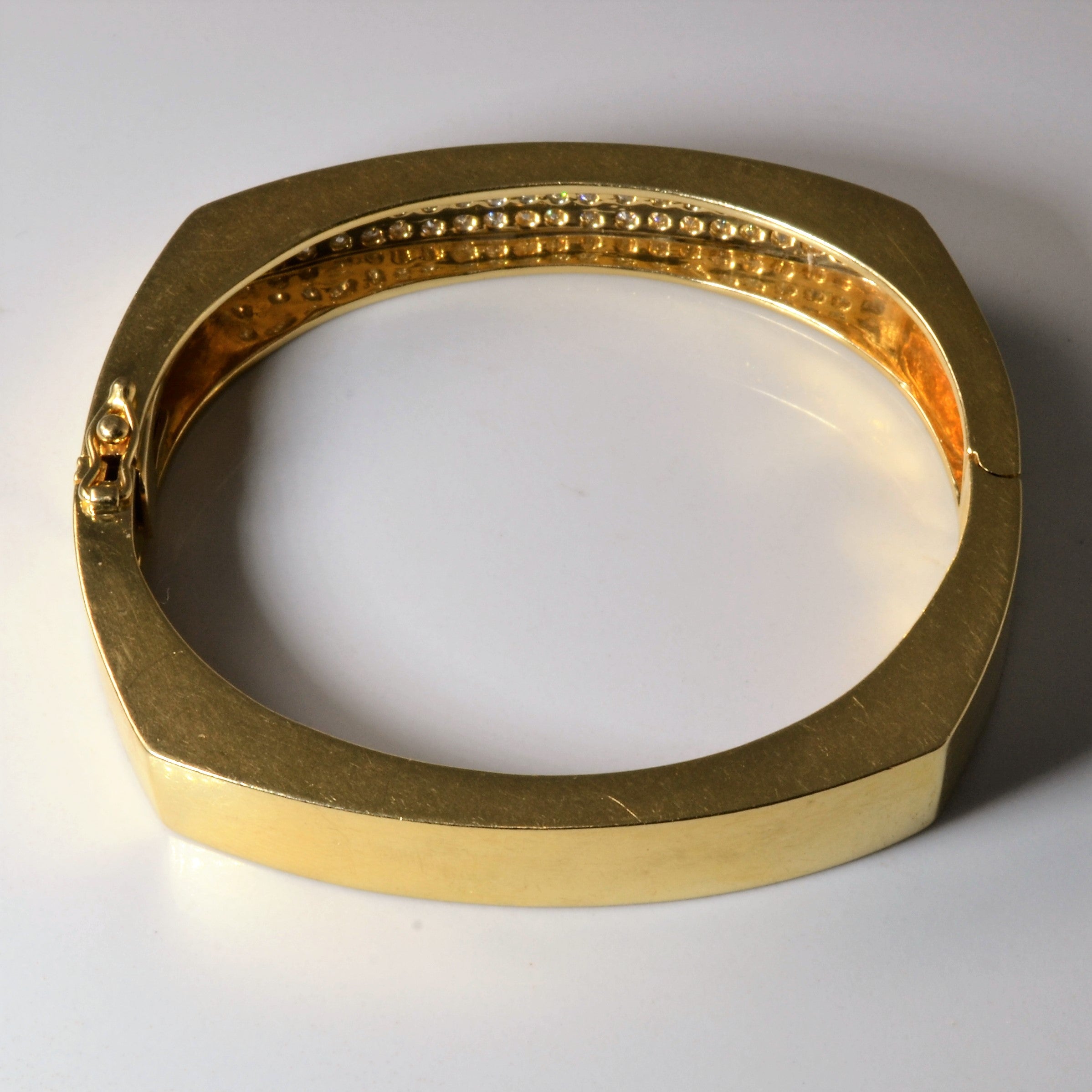 Heavy Pave Diamond Bar Bangle | 1.26ctw | 7" |