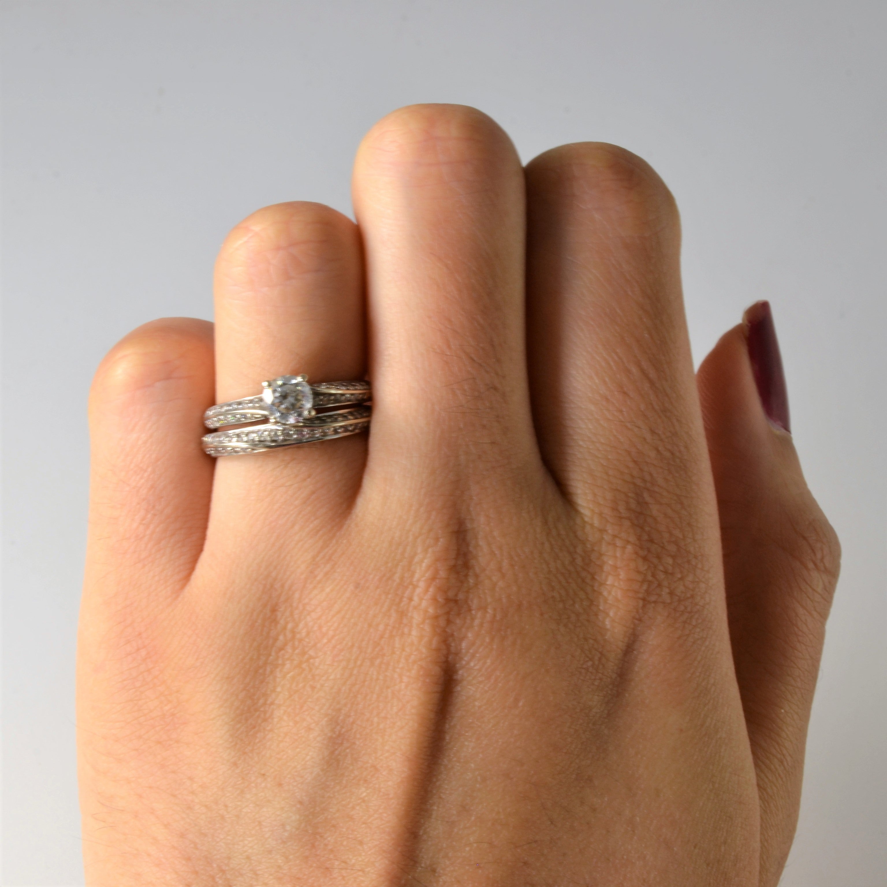 Twisted Pave Diamond Wedding Set | 0.82ctw | SZ 5.25 |