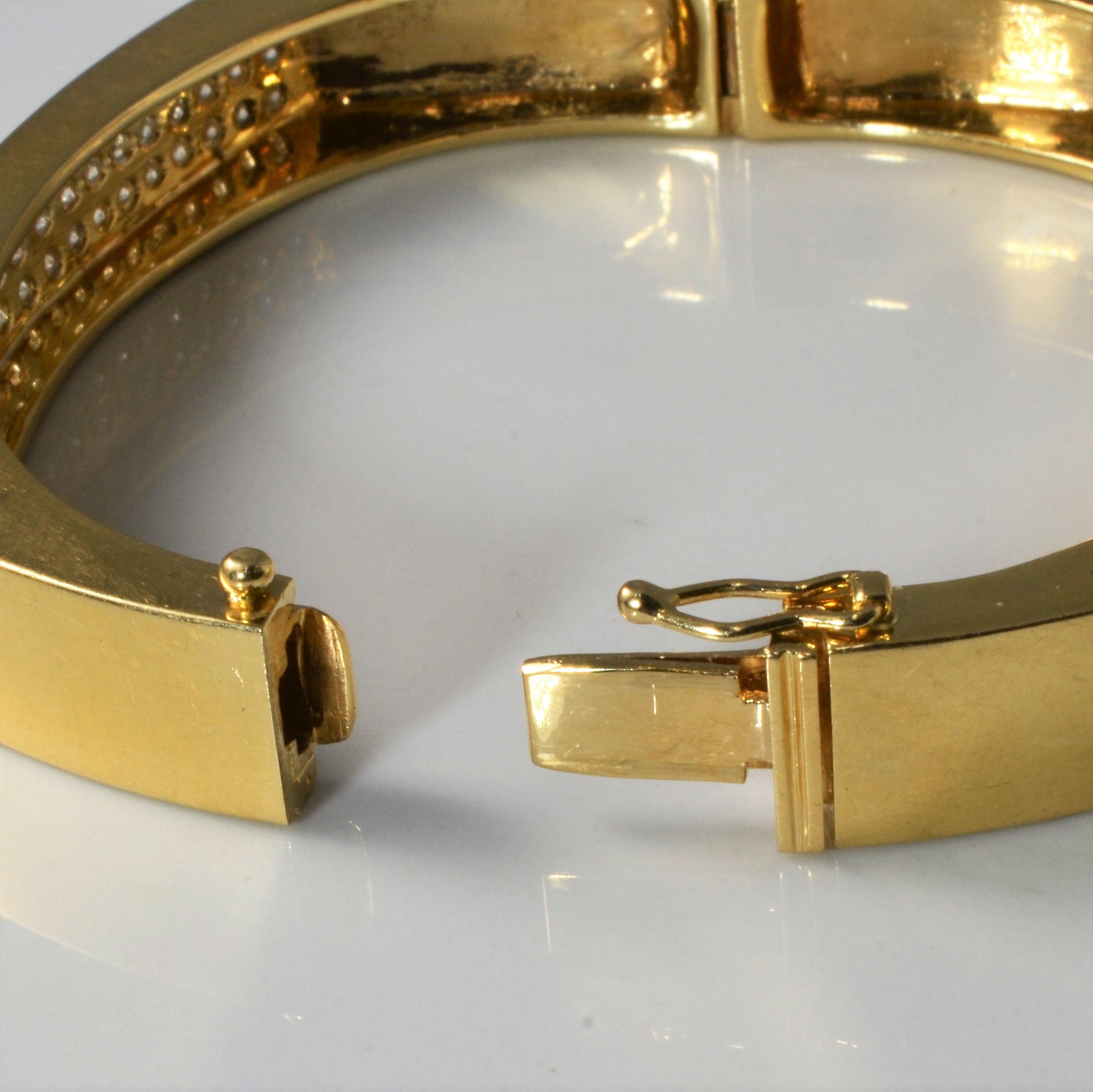 Heavy Pave Diamond Bar Bangle | 1.26ctw | 7" |