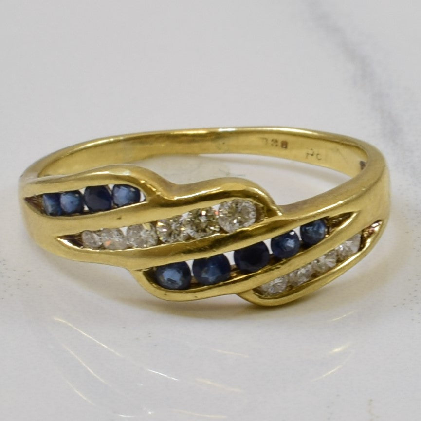 Bague sertie de saphirs et de diamants en canal | 0,26 ct, 0,12 ct | Taille 8,25 |