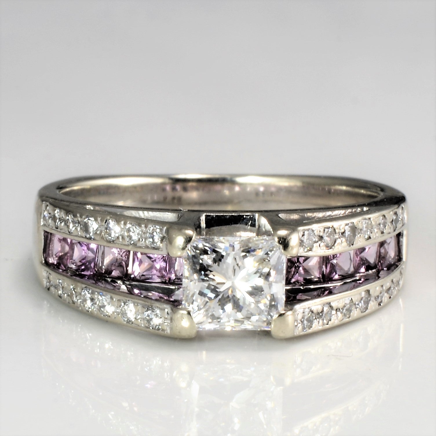 High Set Diamond & Sapphire Engagement Ring | 0.92 ctw, SZ 7 |