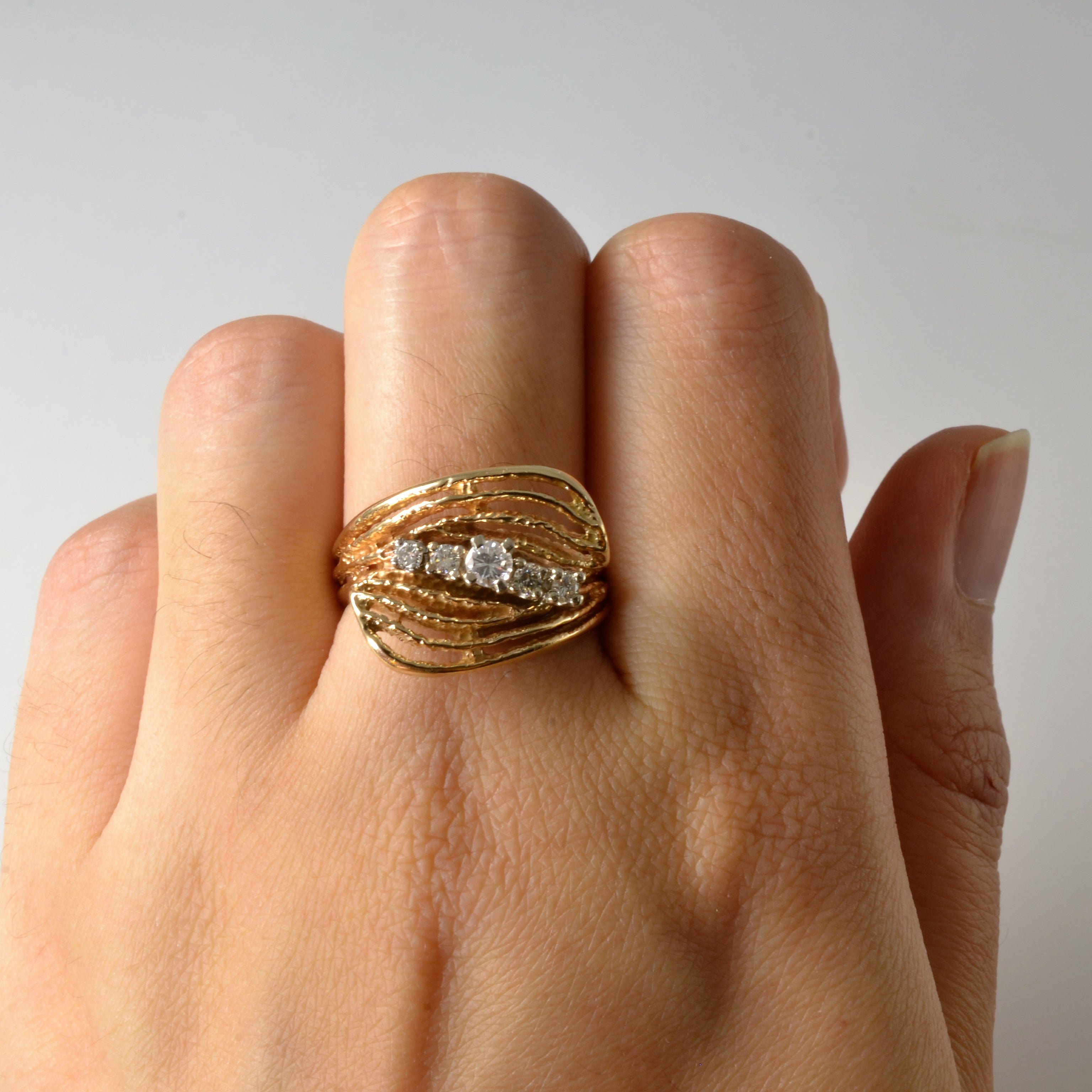 Bypass Five Stone Spiral Ring | 0.29ctw | SZ 7.75 |
