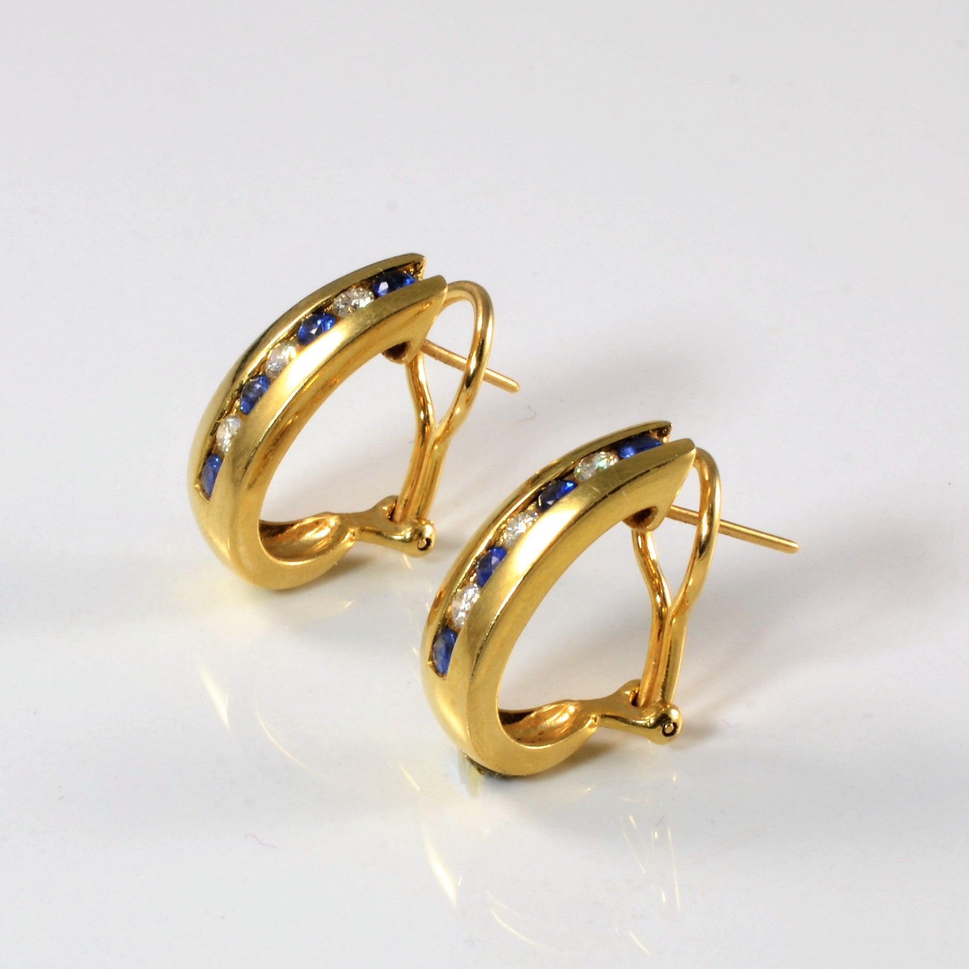 Channel Set Diamond & Sapphire Earrings | 0.36ctw, 0.52ctw |