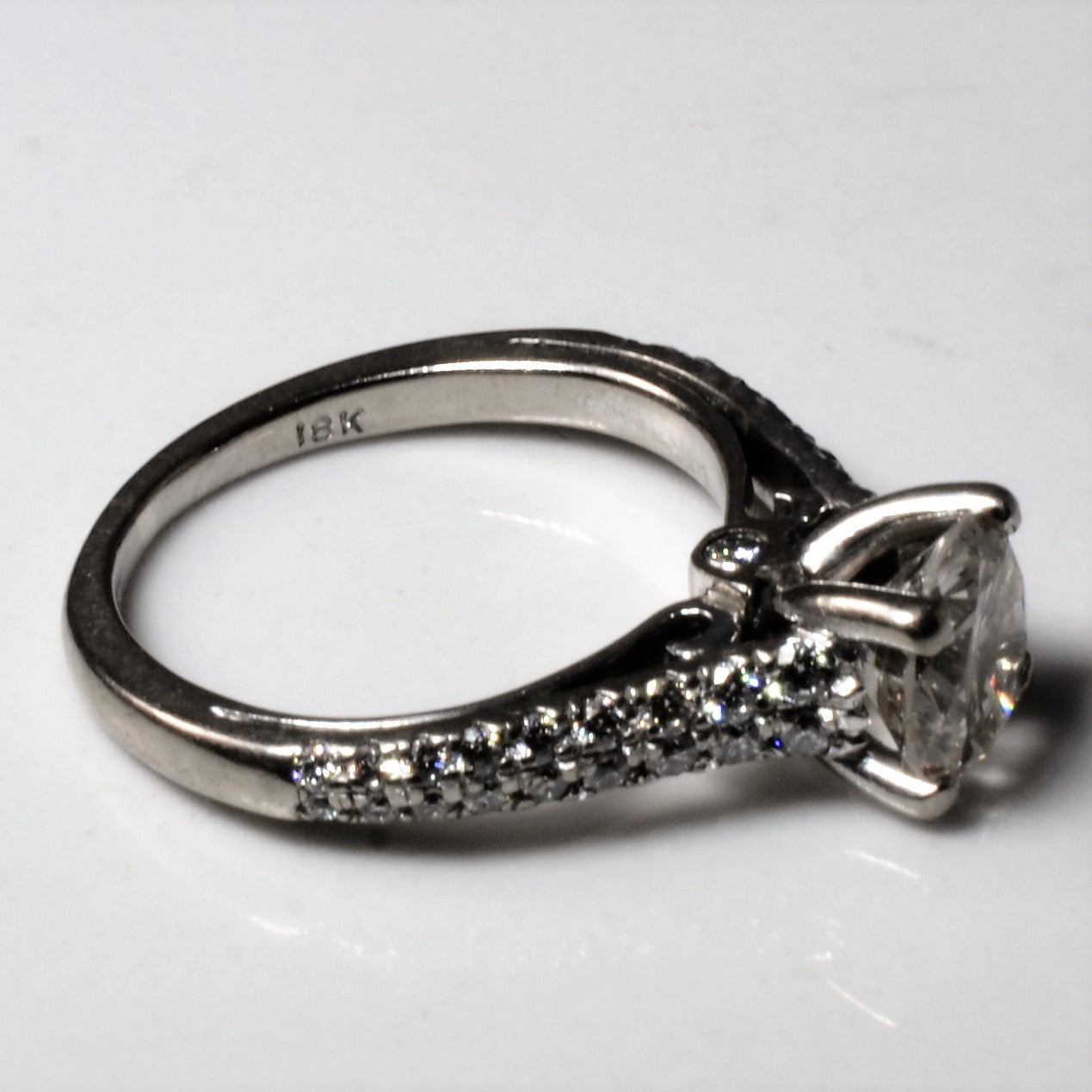 Double Row Pave Band Canadian Engagement Ring | 1.38ctw | SZ 3.75 |