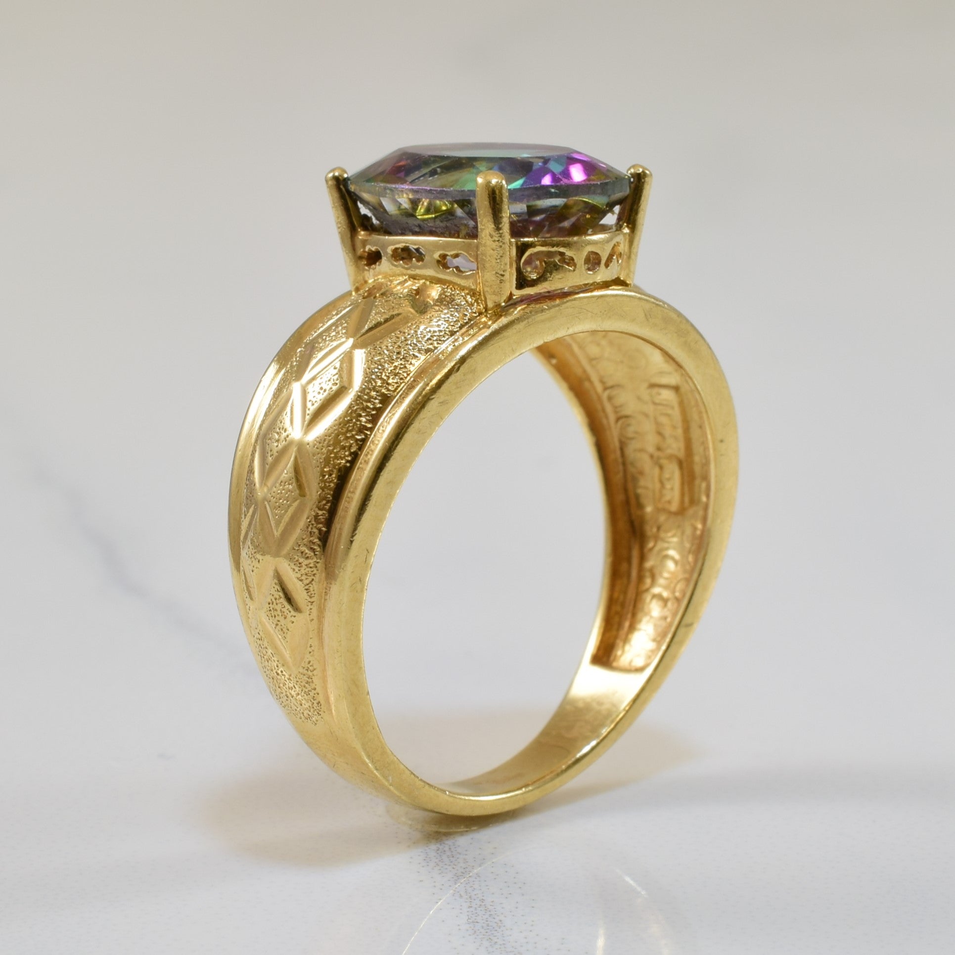 Solitaire Oval Mystic Topaz Ring | 5.40ct | SZ 8.5 |