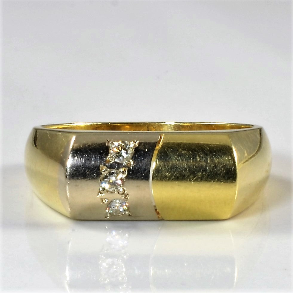 Two Tone Diamond Signet Ring | 0.09ctw | SZ 10 |