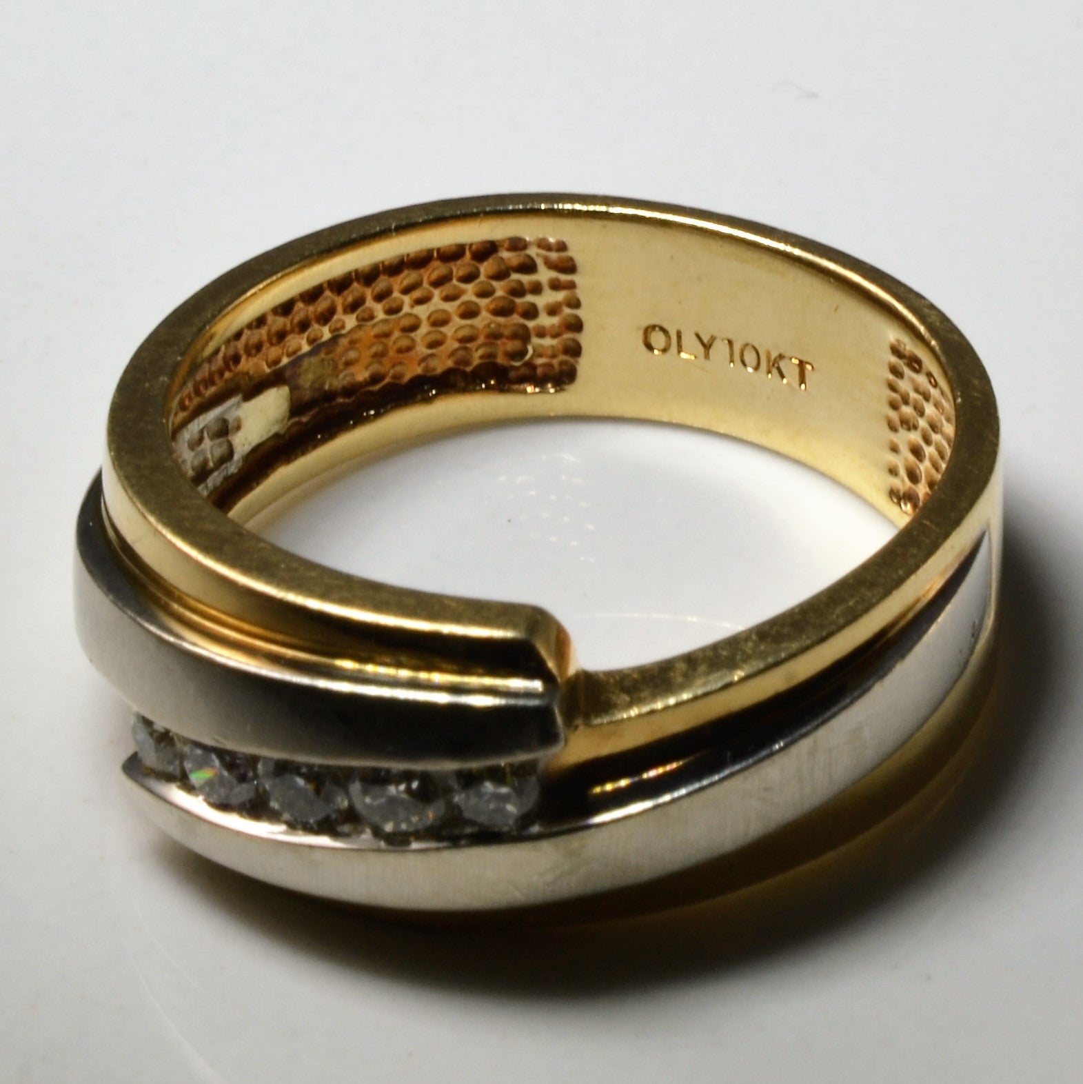 Two Tone Diamond Bypass Band | 0.23ctw | SZ 12 |