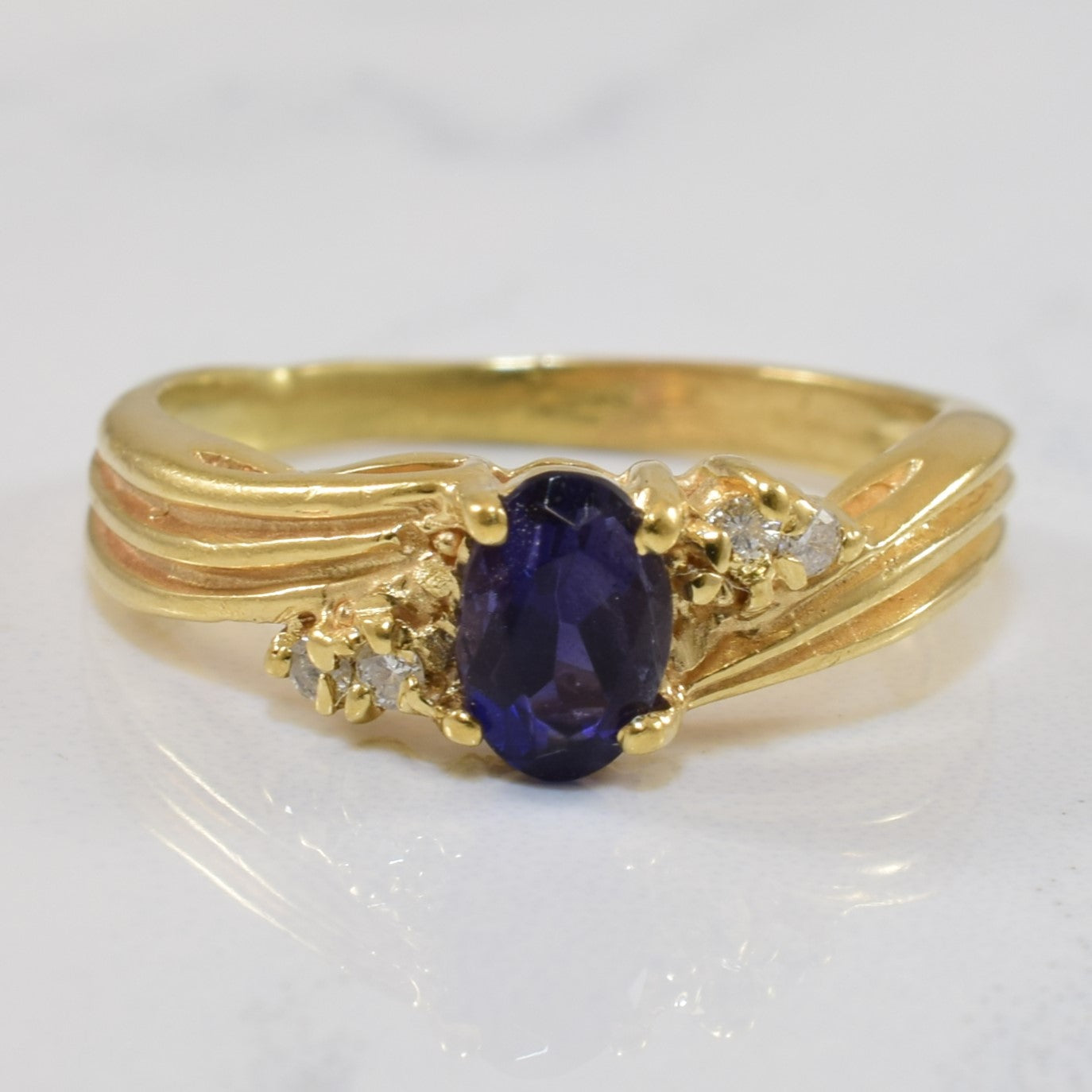 Iolite & Diamond Bypass Ring | 0.28ct, 0.04ctw | SZ 5 |