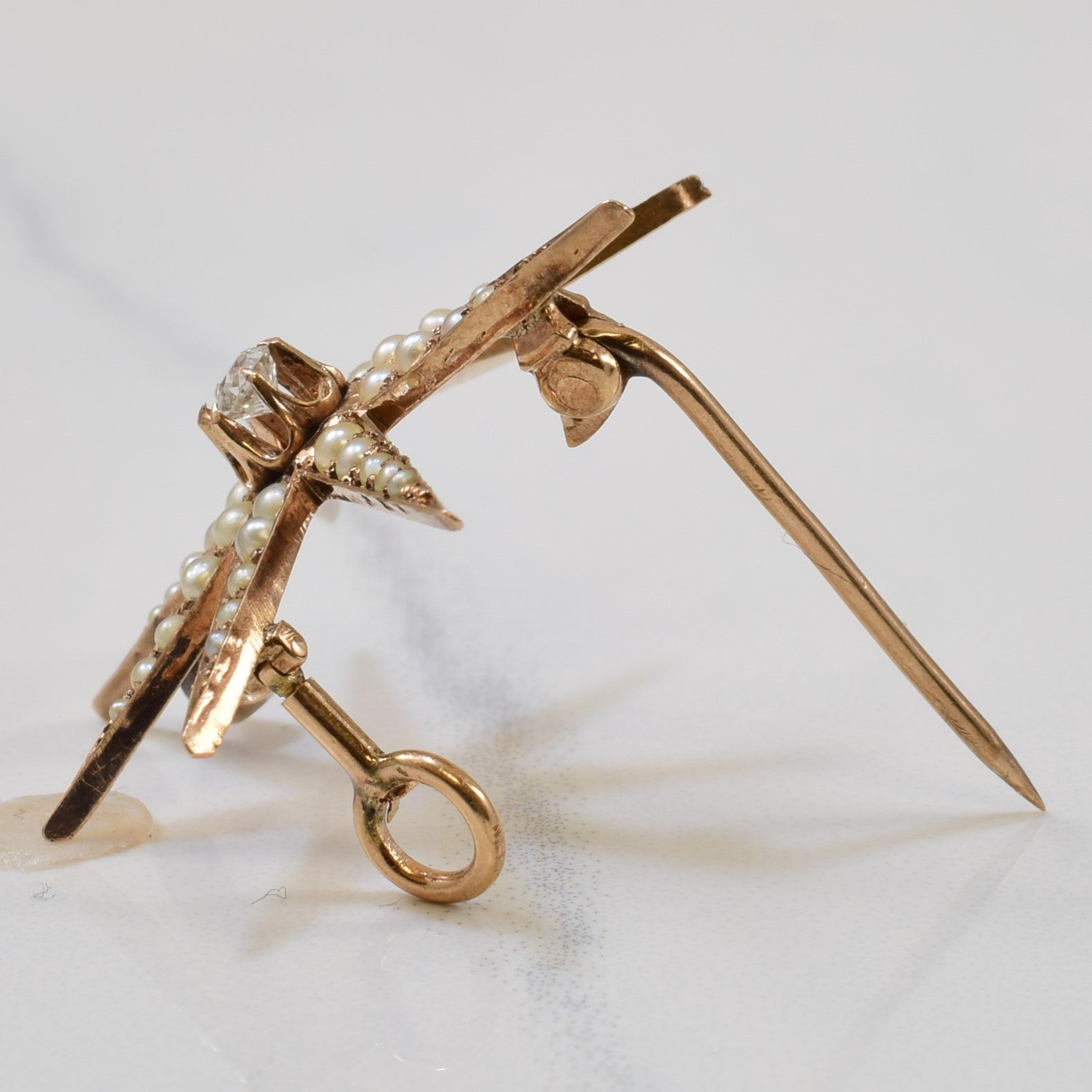 Edwardian Seed Pearl & Diamond Star Brooch/Pendant | 0.50ctw, 0.07ct |