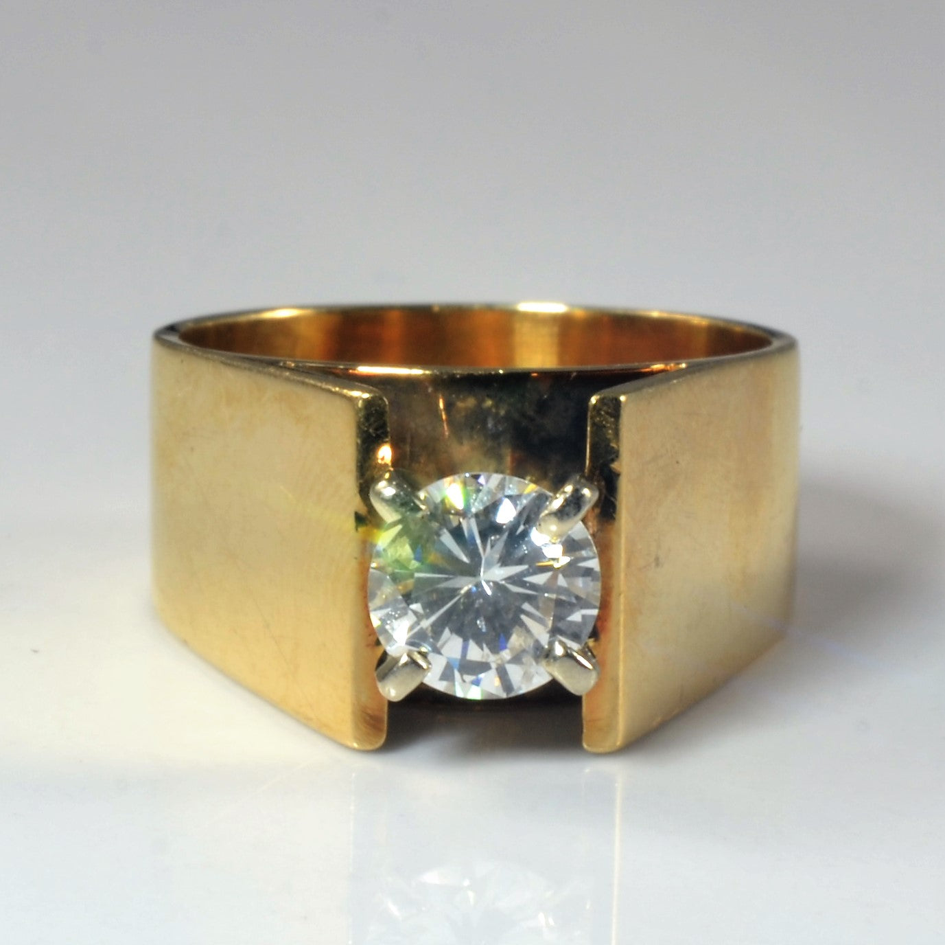 Bague solitaire diamant à large anneau | 0,95 ct | Taille 7 |