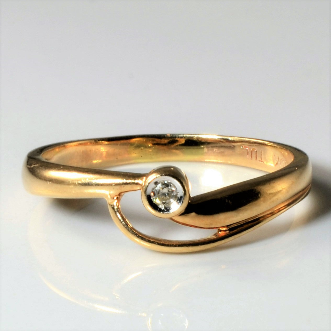 Bezel Set Diamond Bypass Ring | 0.02ct | SZ 8 |