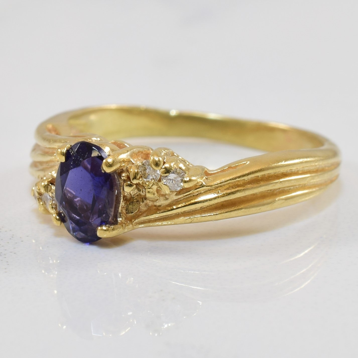 Iolite & Diamond Bypass Ring | 0.28ct, 0.04ctw | SZ 5 |