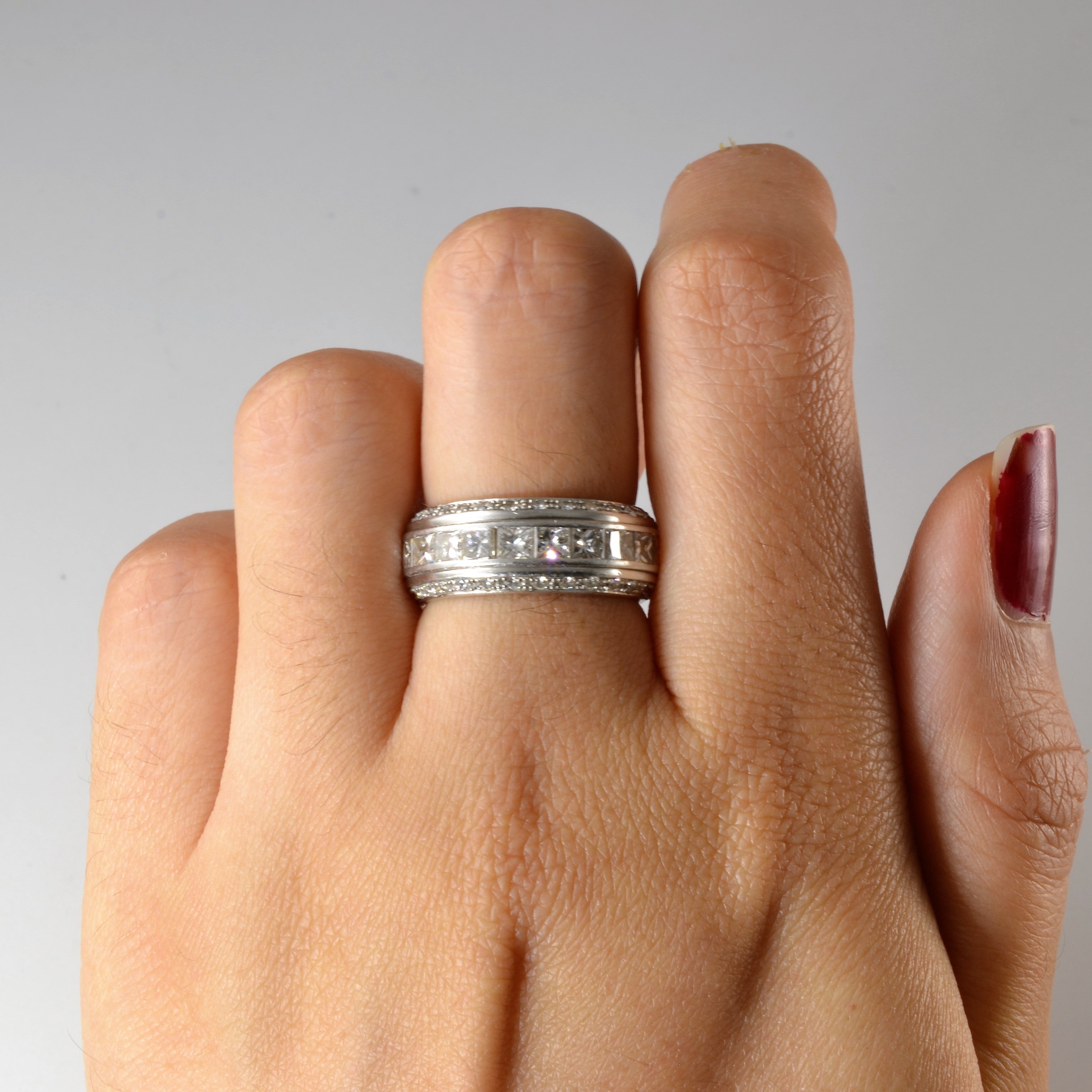 Wide Platinum Diamond Eternity Band | 3.64ctw | SZ 6 |