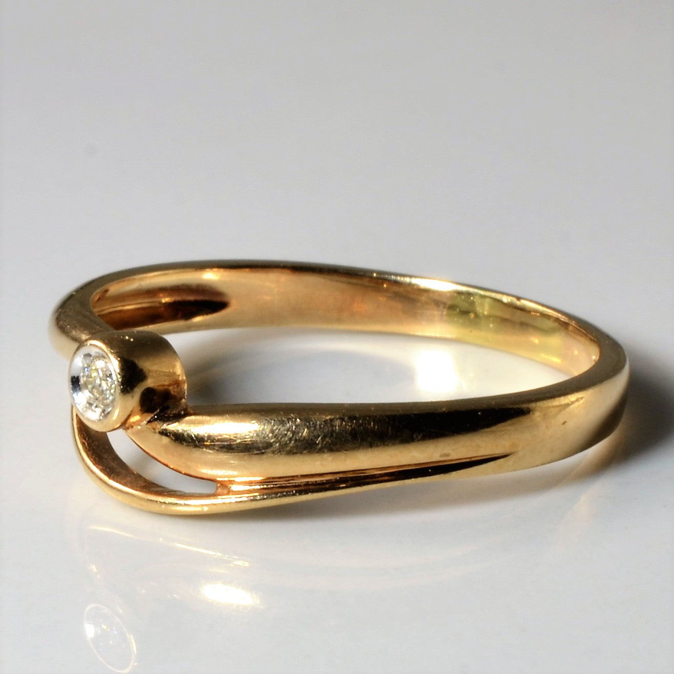 Bezel Set Diamond Bypass Ring | 0.02ct | SZ 8 |