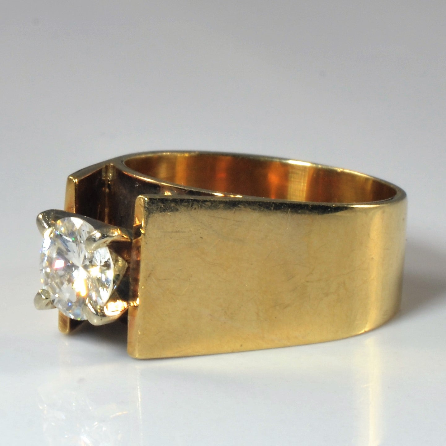 Bague solitaire diamant à large anneau | 0,95 ct | Taille 7 |