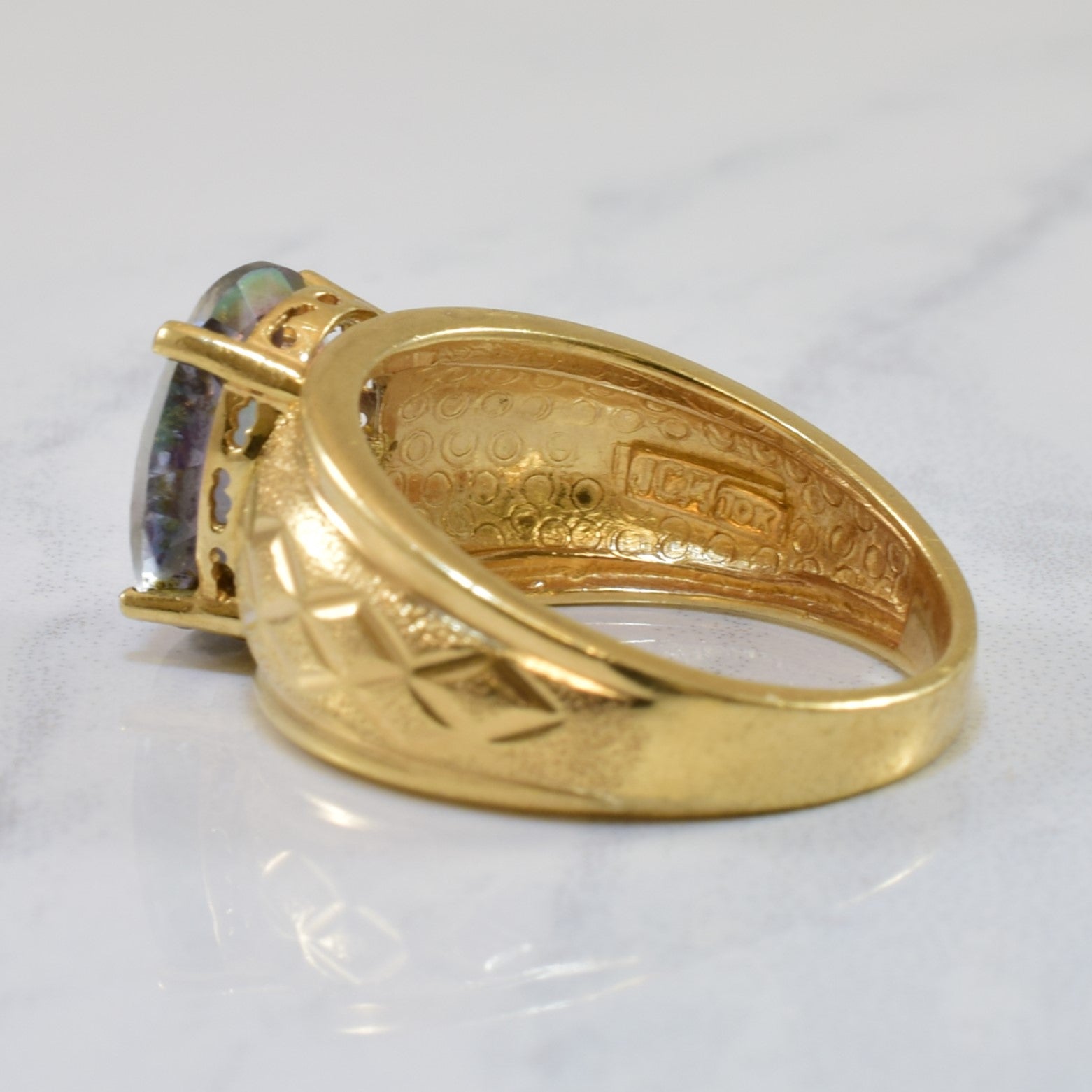 Solitaire Oval Mystic Topaz Ring | 5.40ct | SZ 8.5 |