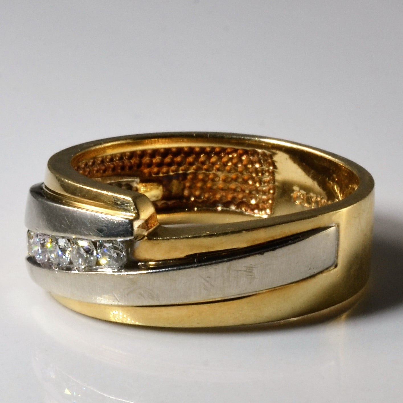 Two Tone Diamond Bypass Band | 0.23ctw | SZ 12 |