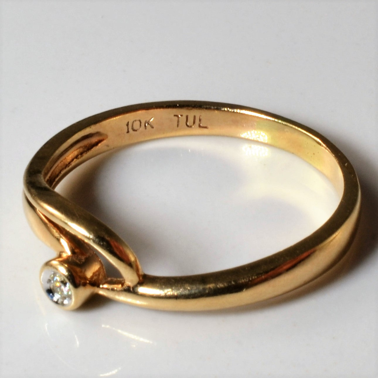 Bezel Set Diamond Bypass Ring | 0.02ct | SZ 8 |