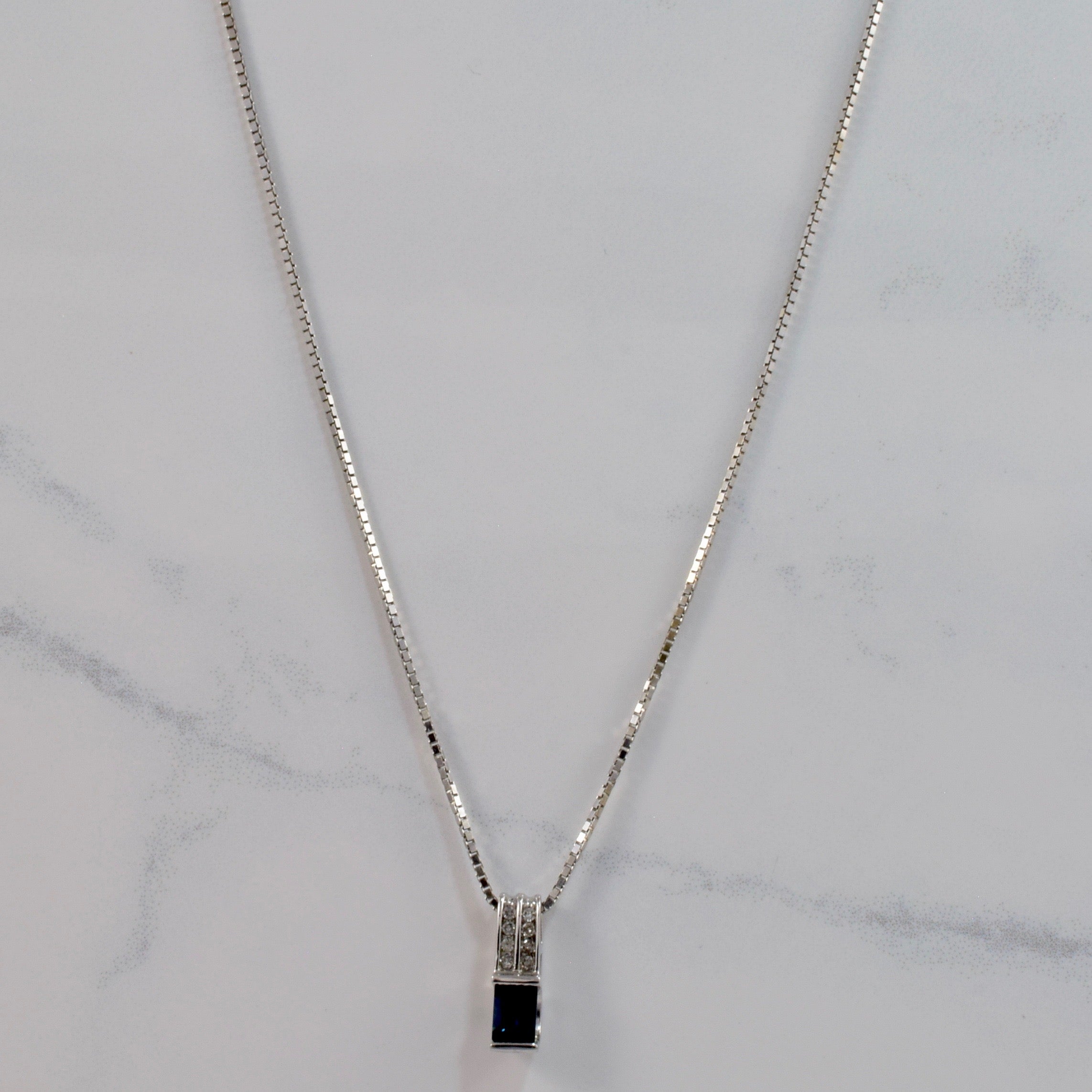 Sapphire and Diamond Drop Pendant | 0.05 ctw SZ 18" |