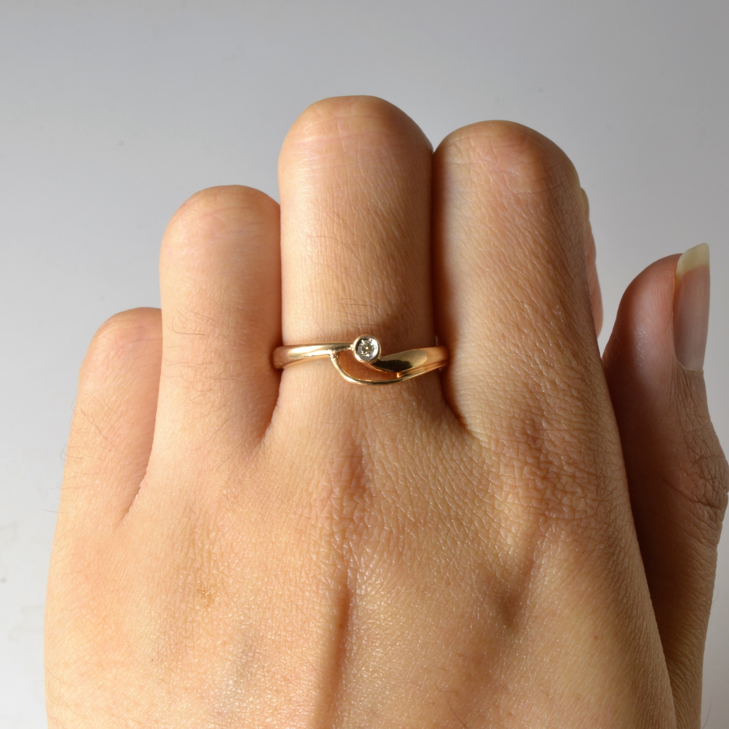 Bezel Set Diamond Bypass Ring | 0.02ct | SZ 8 |