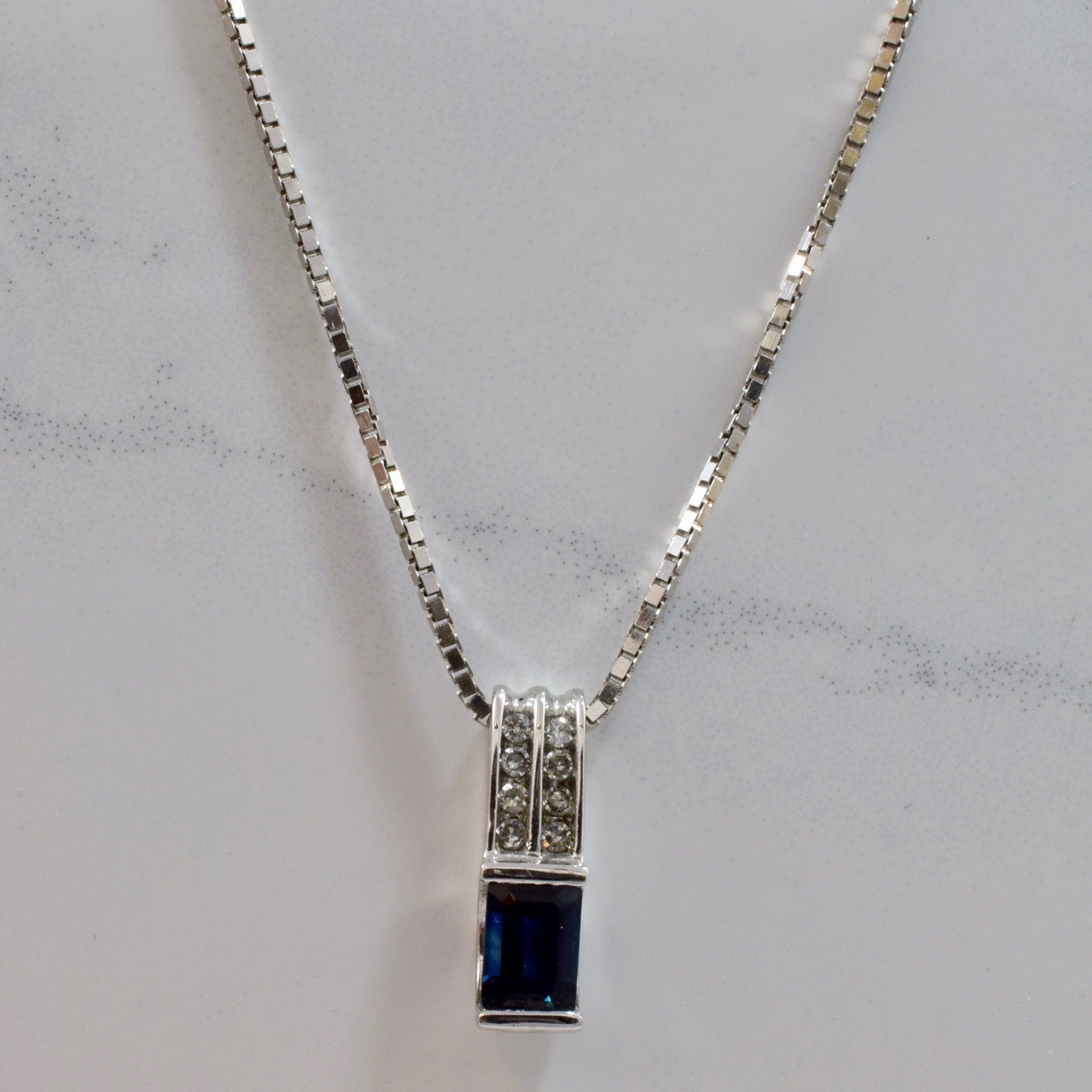 Sapphire and Diamond Drop Pendant | 0.05 ctw SZ 18" |