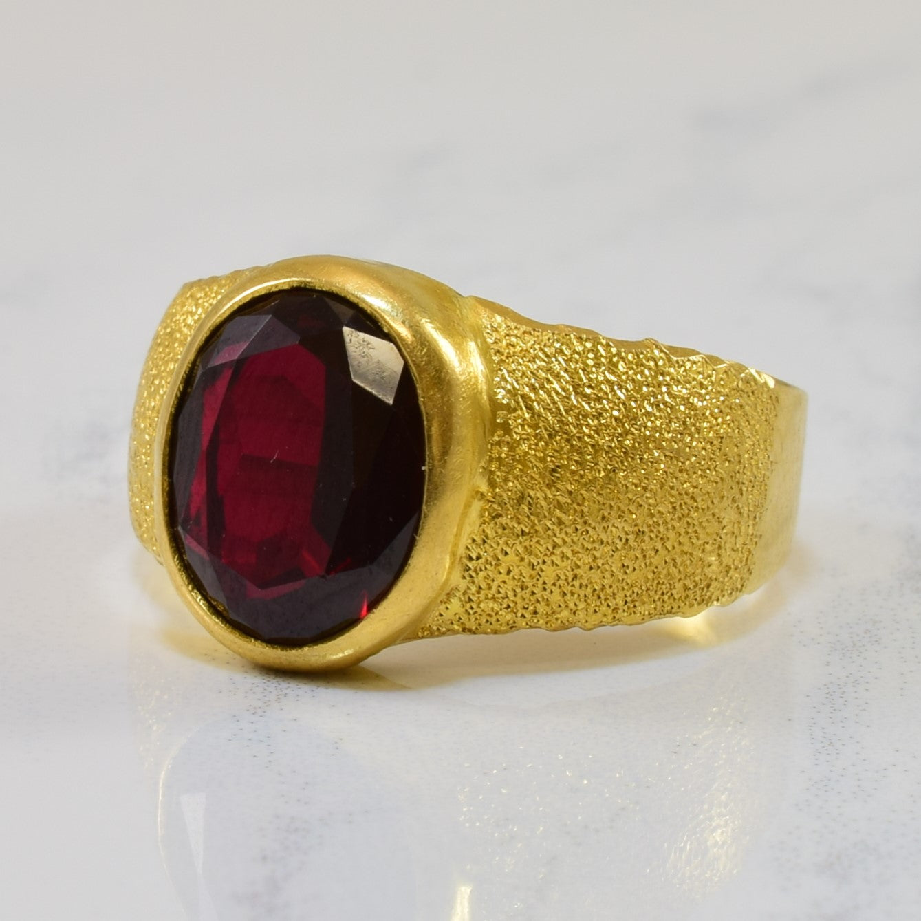 Solitaire Synthetic Ruby Ring | 4.75ct | SZ 7.5 |