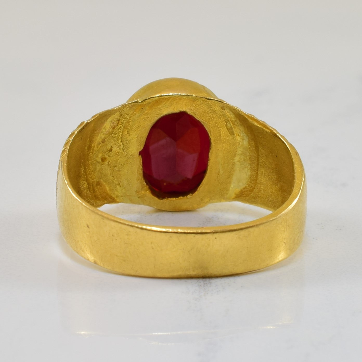 Solitaire Synthetic Ruby Ring | 4.75ct | SZ 7.5 |