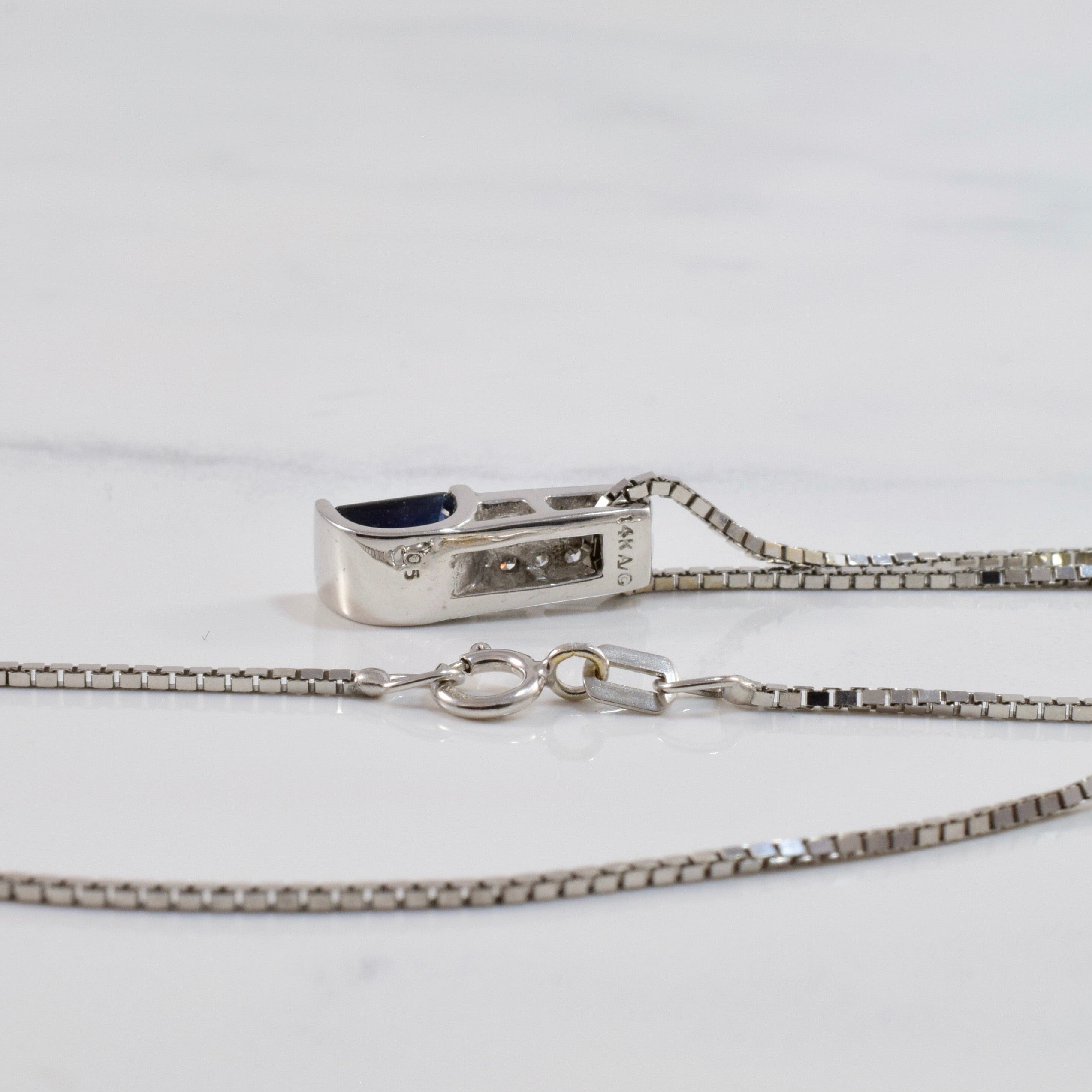Sapphire and Diamond Drop Pendant | 0.05 ctw SZ 18" |