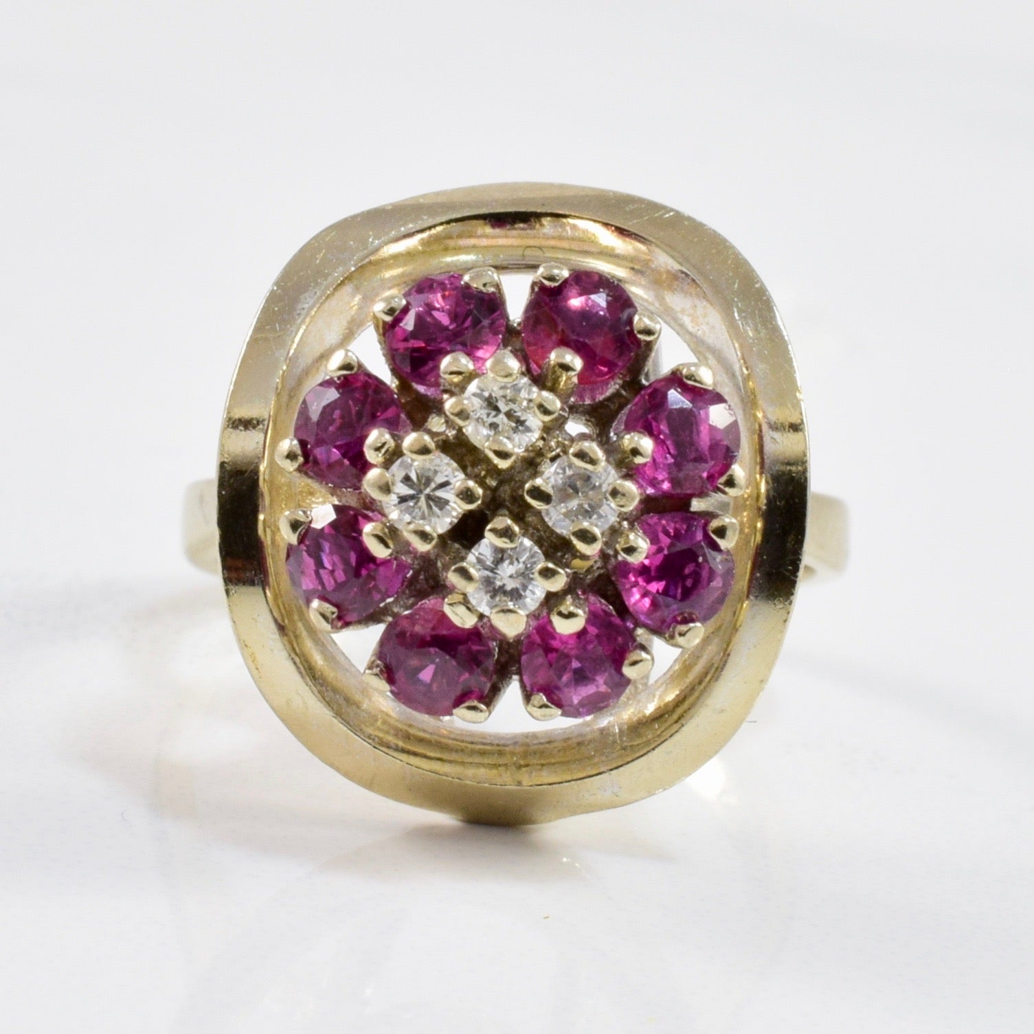 Ruby & Diamond Cluster Ring | 0.12ctw, 0.80ctw | SZ 4.75 |