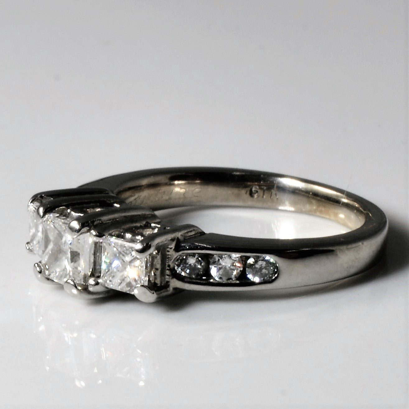 Three Stone Princess Diamond Ring | 0.87ctw | SZ 4.25 |