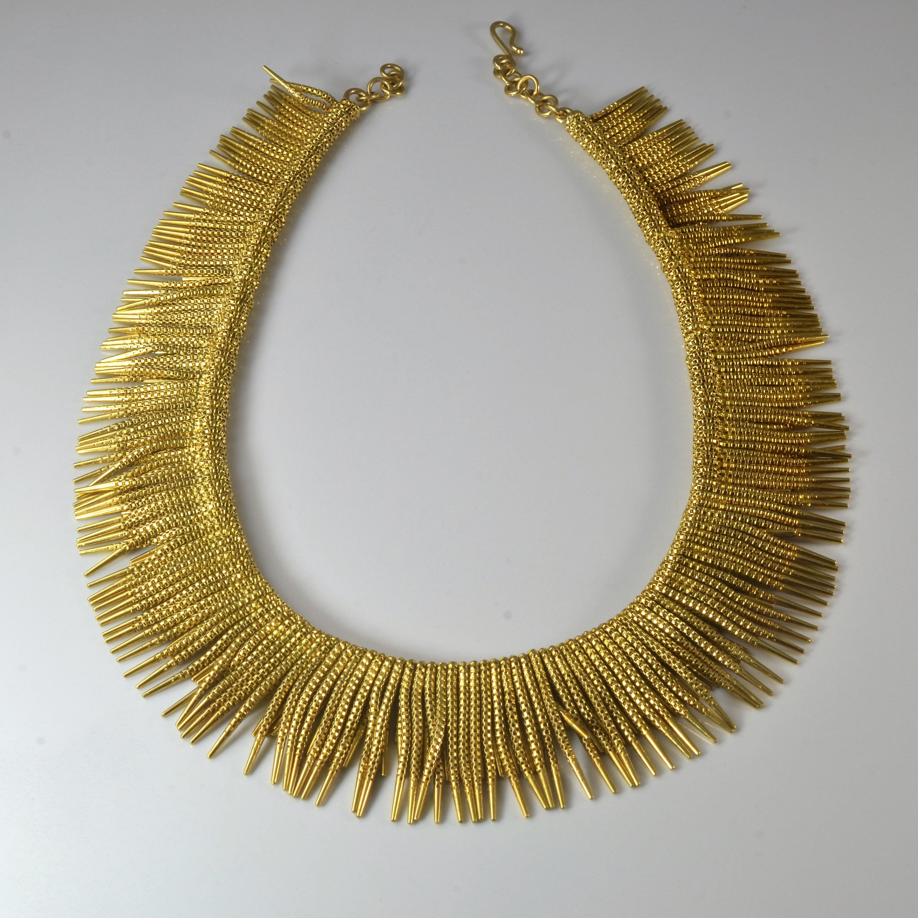 Vintage solid 18k gold Fringe Collar necklace | 15" |